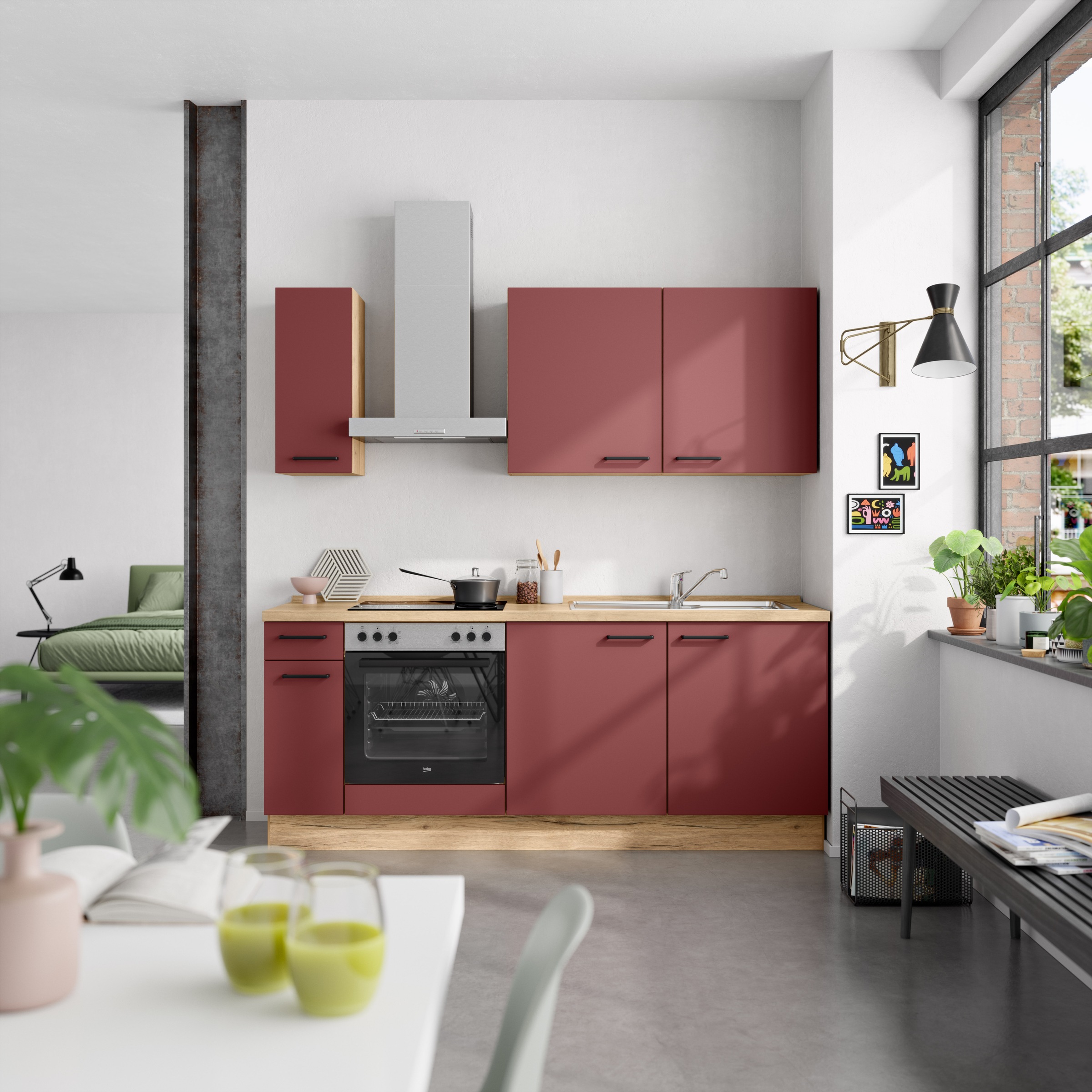 nobilia® Küchenzeile »"Easytouch I"«, vormontiert, Ausrichtung wählbar, Breite 210 cm, wahlw. mit E-Geräten