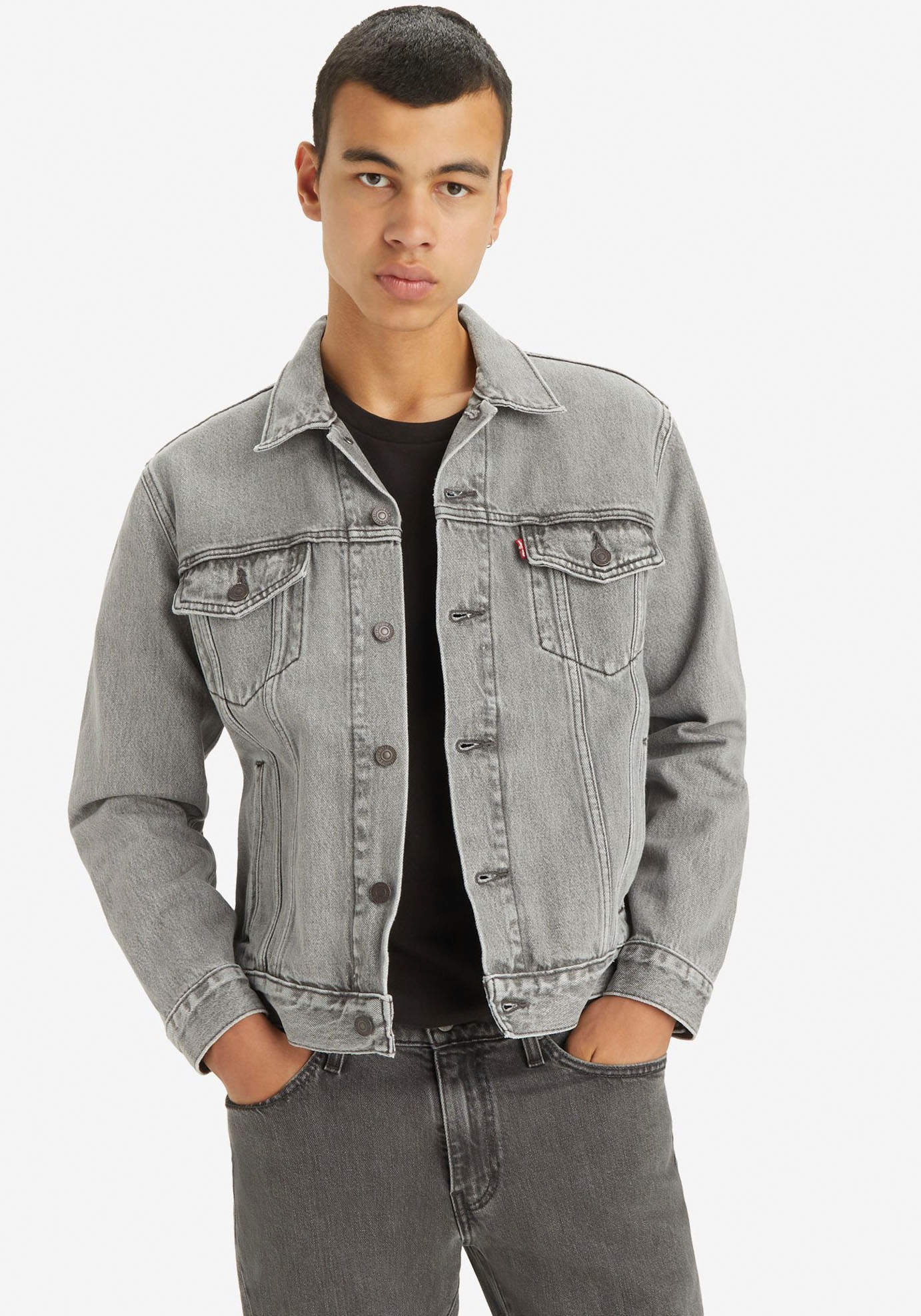 Levis Jeansjacke "VINTAGE FIT TRUCKER JKT", ohne Kapuze, mit Knopfleiste günstig online kaufen