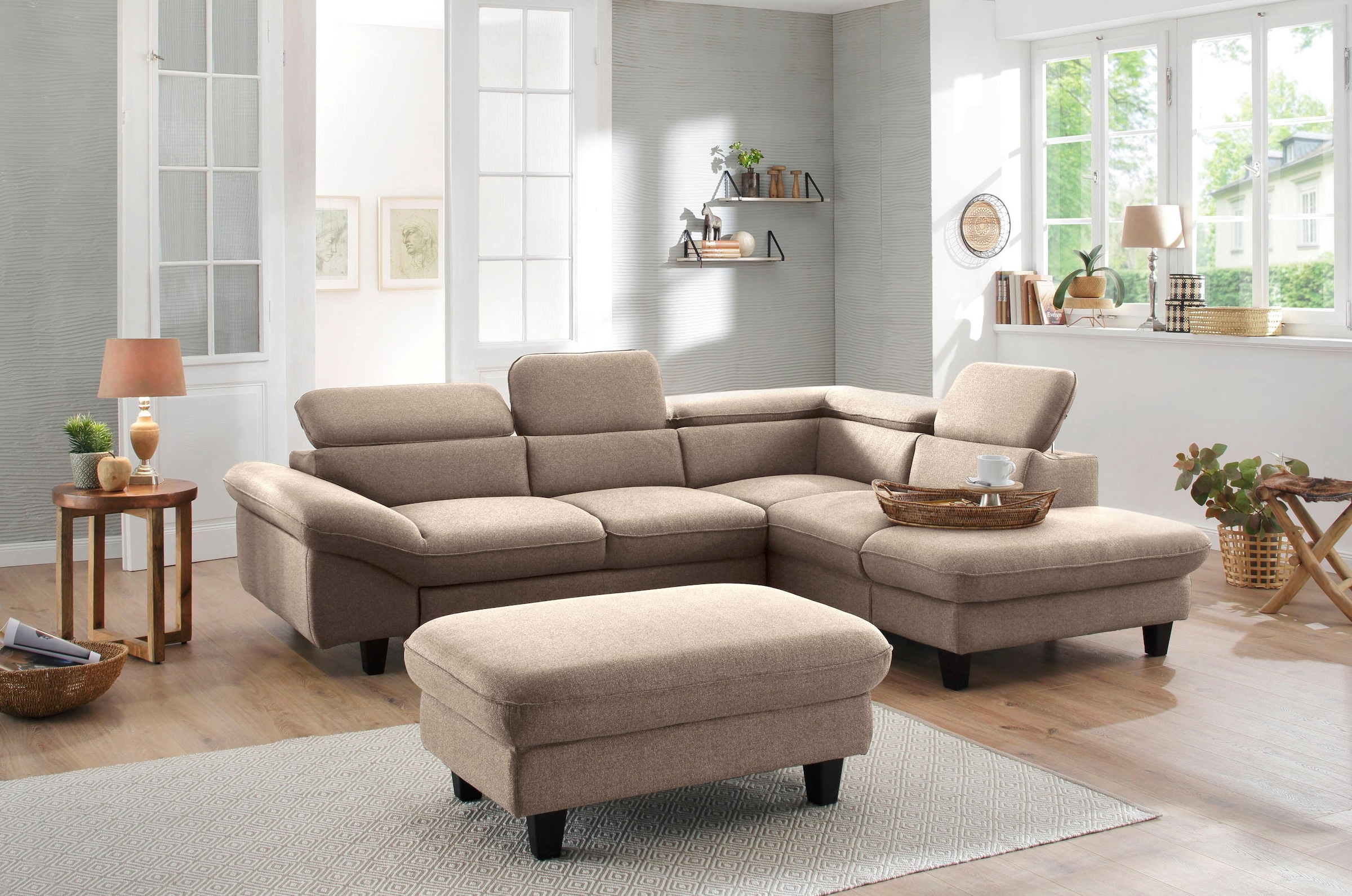 Home affaire Ecksofa »Pilot L-Form«, mit Kopfteilverstellung, wahlweise mit Bettfunktion & Bettkasten