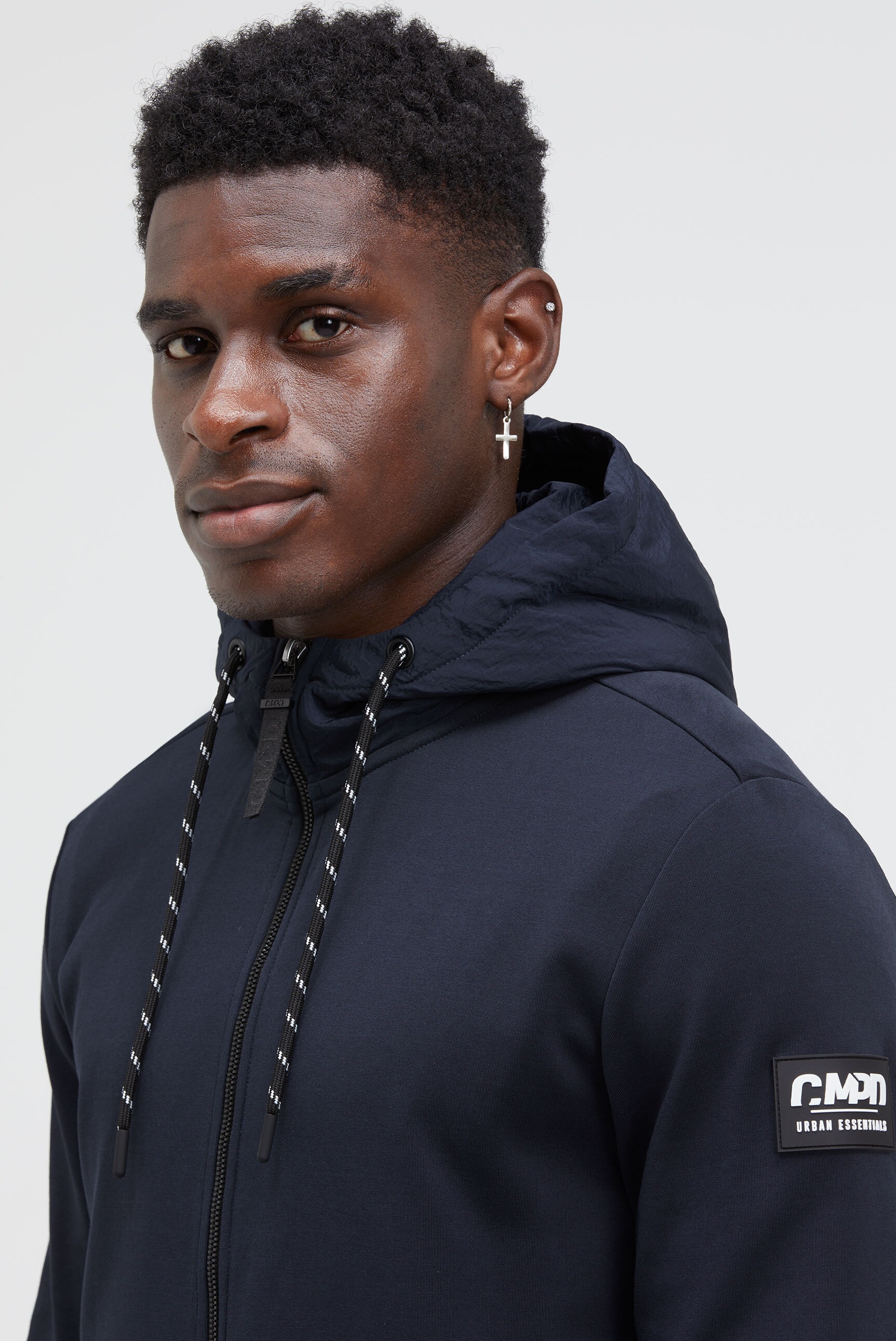 Kapuzensweatjacke CMPD, Herren, Gr. S, true navy, Material: 80% Baumwolle, 15% Polyester, 5% Elasthan, unifarben, regular fit normal, hoch geschlossener Ausschnitt, eingesetzt Rippbündchen, Sweatjacken, mit Baumwolle 3