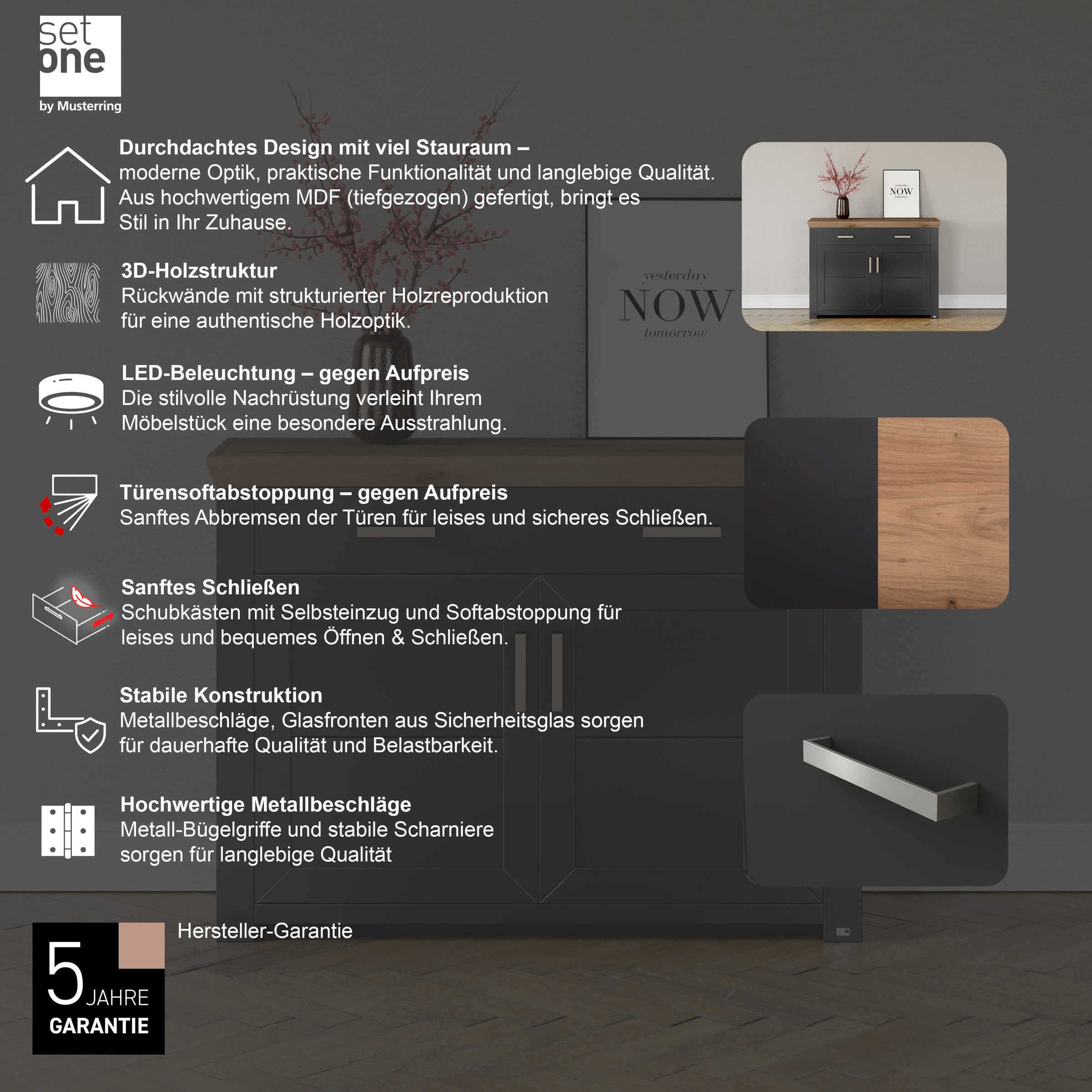Thumbnail - set one by Musterring Sideboard "York" Typ 53, in 3 Farbvarianten erhältlich, Landhausstil, Maße 129 x 95 cm