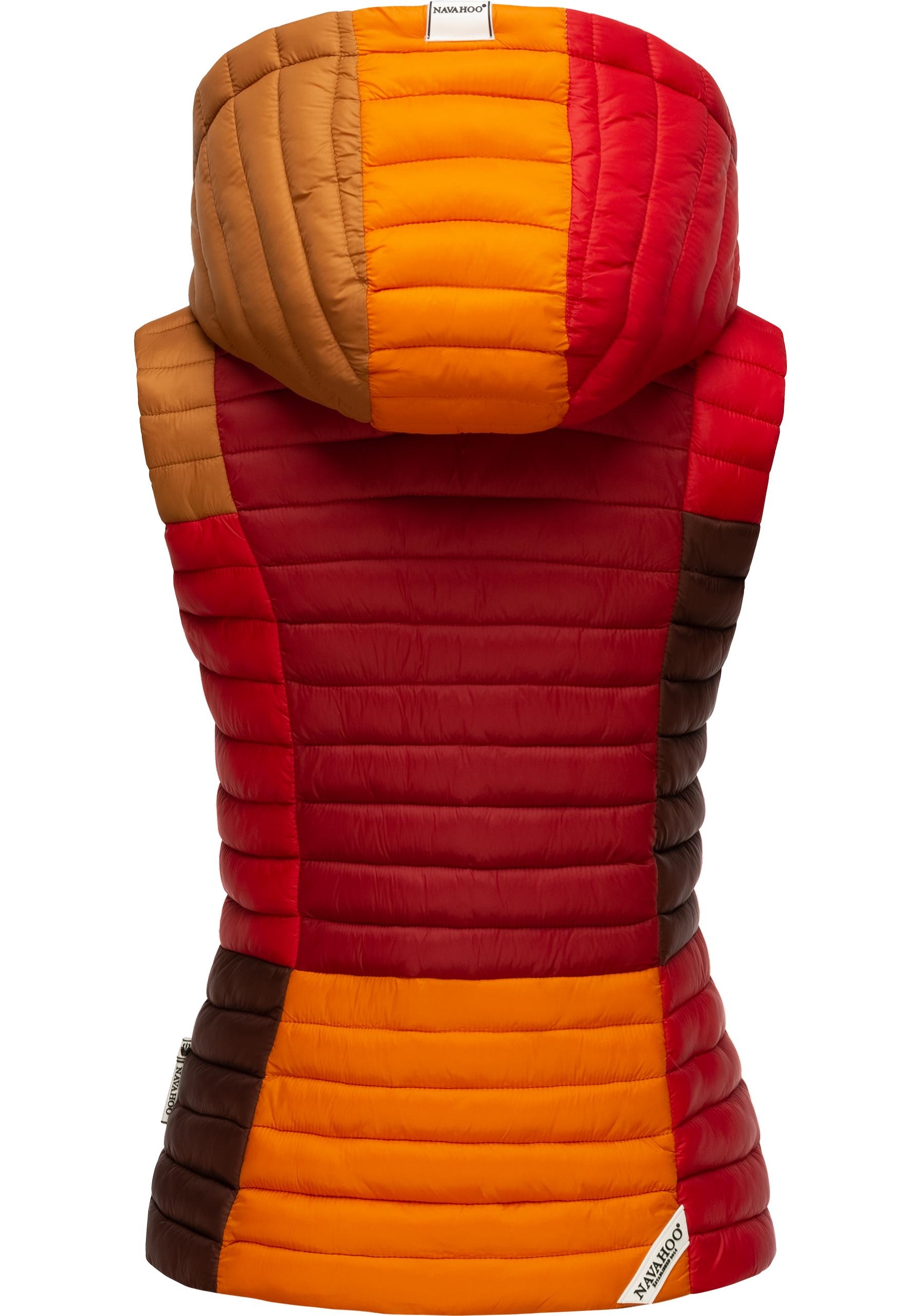 Navahoo Steppweste »Shadaa Multikulti«, Ärmellose Damen Weste im Colourblocking-Stil und Kapuze