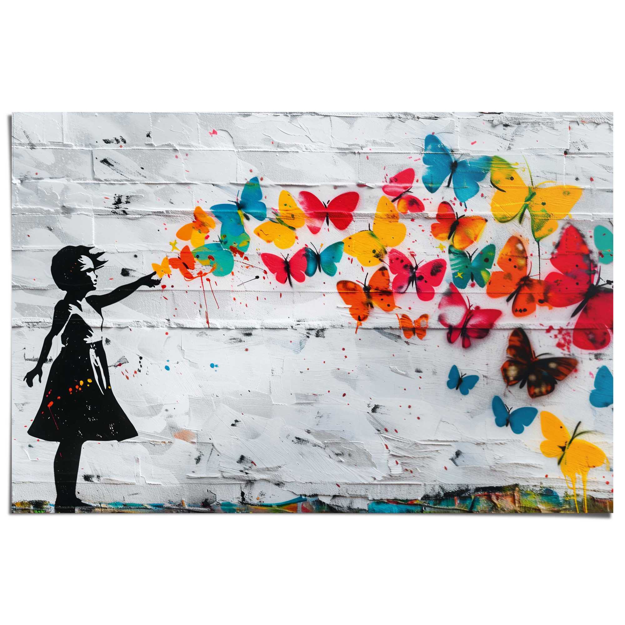 Reinders Poster "Butterfly Girl" Kinderzimmer - Mehrfarbig - 150 gr. Papier - Street Art - 91,5x61 cm