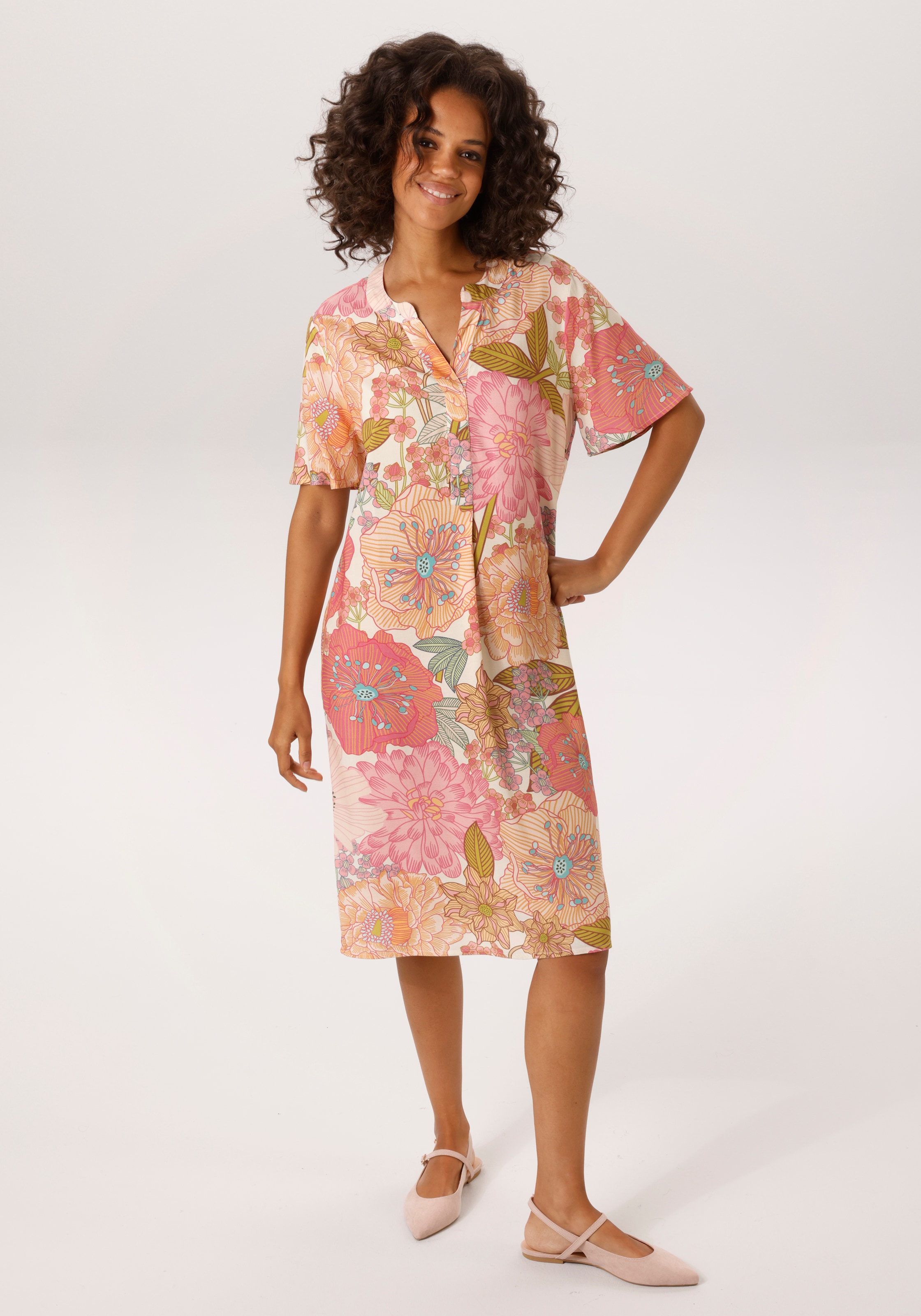 Aniston CASUAL Sommerkleid mit farbenfrohen, großflächigem Blumendruck - NE günstig online kaufen
