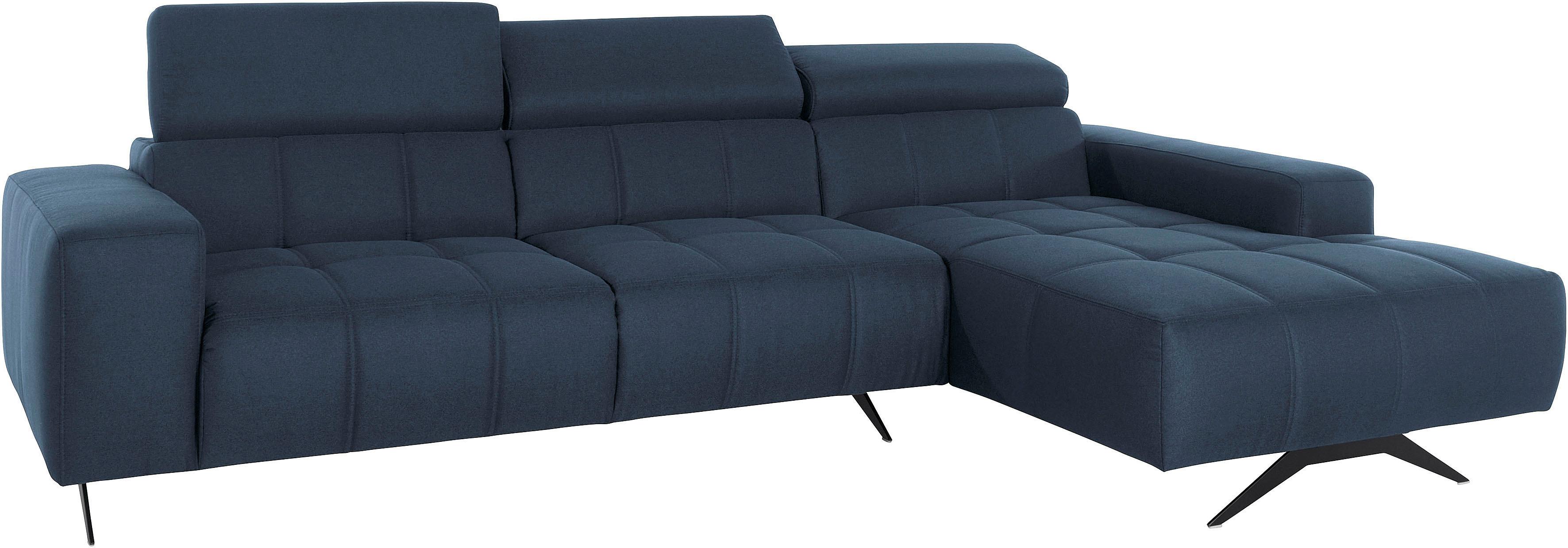 Thumbnail - DOMO collection Ecksofa "Trento L-Form, mit Kufenfuß oder Einzelfuß", wahlweise mit Kopfteilverstellung, Recamiere links...