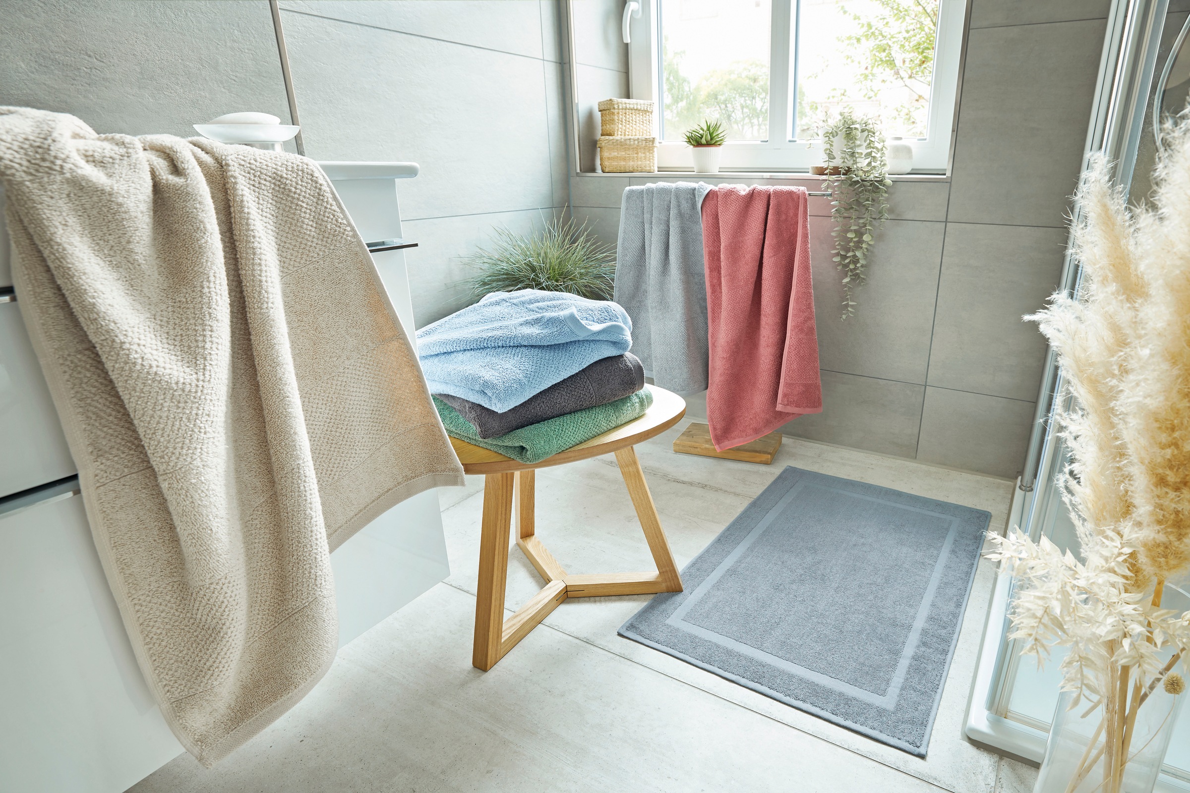 Dyckhoff Handtuch Set "Popcorn Streifen" Set 6 Stk. Walkfrottier 2 Badetüch günstig online kaufen