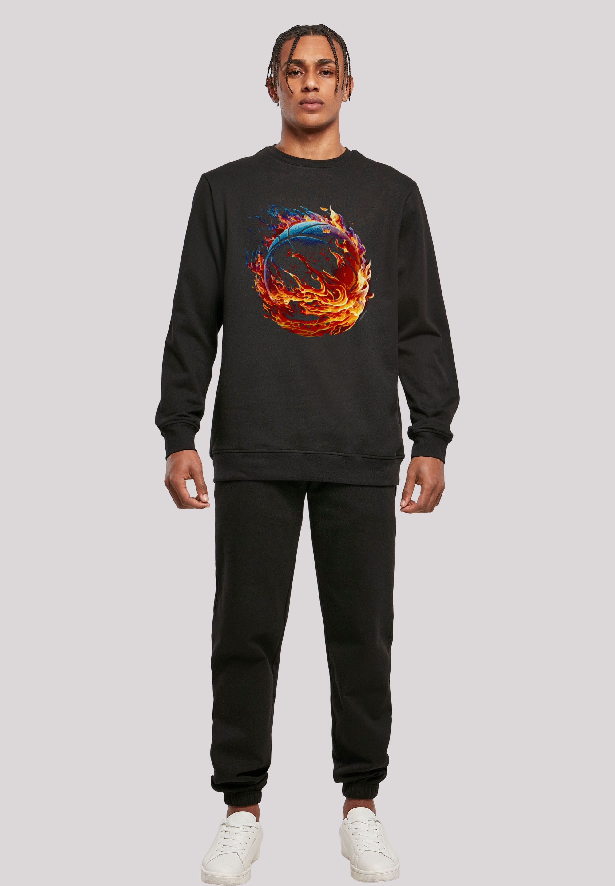 F4NT4STIC Kapuzenpullover »Basketball On Fire Sport CREW«, Print