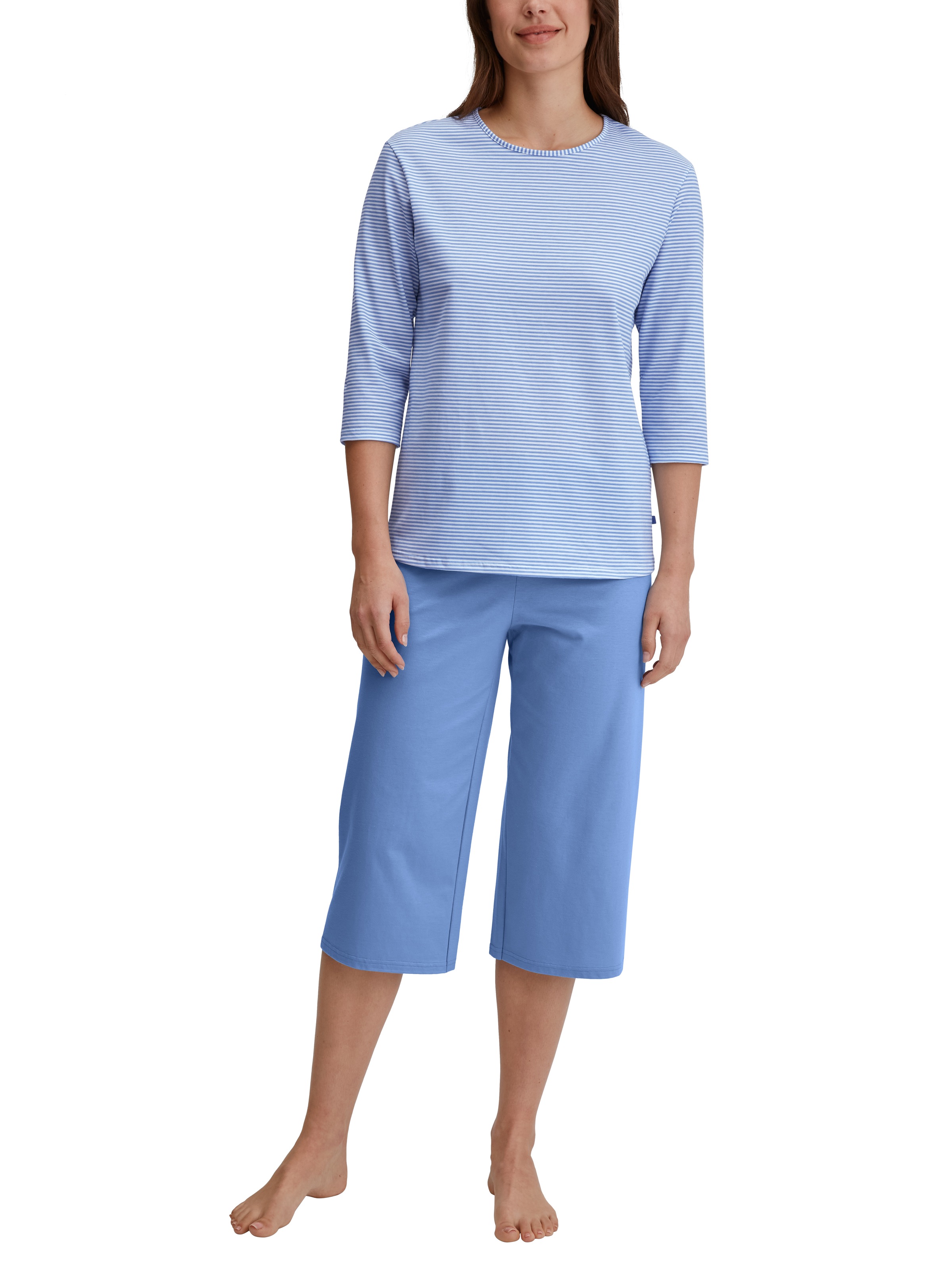 CALIDA Capri-Pyjama »Lovely Nights«, (2 tlg.), Rundhalsausschnitt, Baumwolle, atmungsaktiv, 3/4-Länge