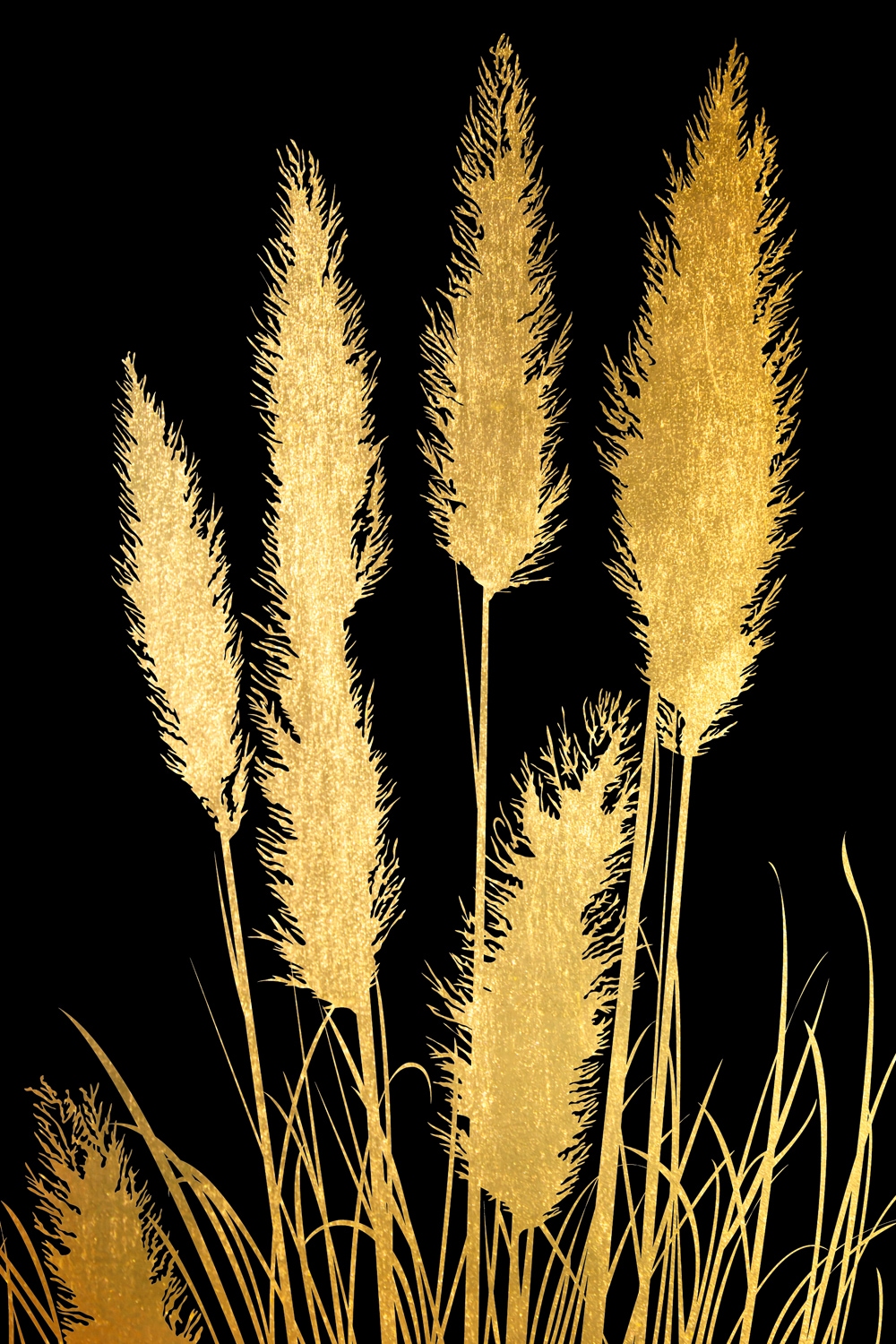 Acrylglasbild »Pampas Gras - Acrylbilder mit Blattgold veredelt«, (1 St.),...