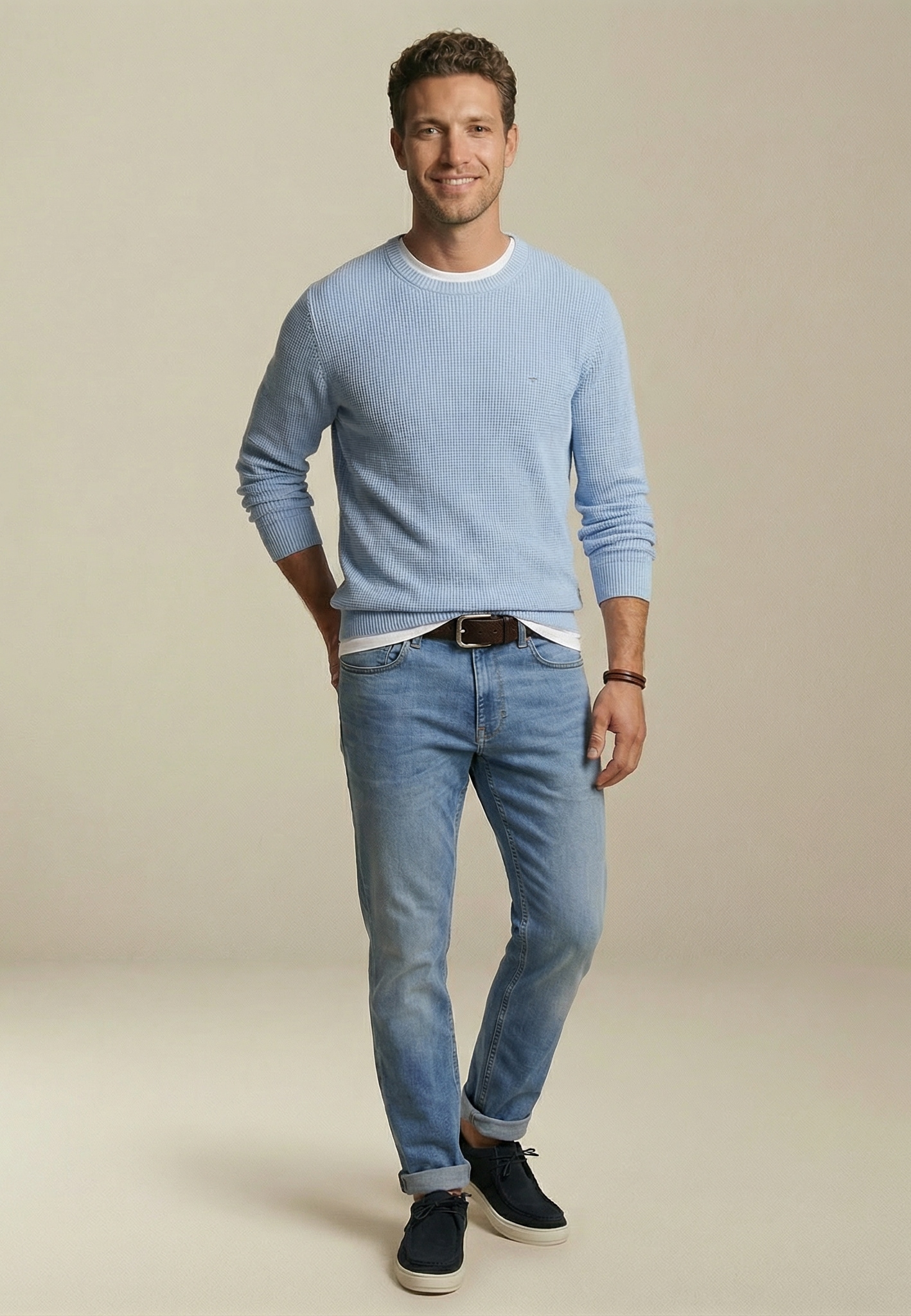 FYNCH-HATTON Strickpullover aus Baumwolle, normale Passform, hüftbedeckende Länge