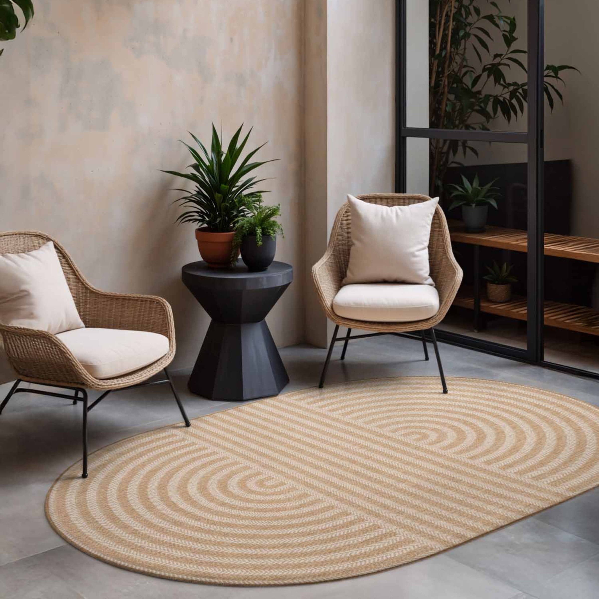 Teppich TED BAKER "Woodfield, Wendeteppich", jute weiß, B:160cm H:8mm L:230cm, Polypropylen, Teppiche, Teppich, Designteppich, Wetterfest, Pflegeleicht, Modern, Wohnzimmer, Terrasse