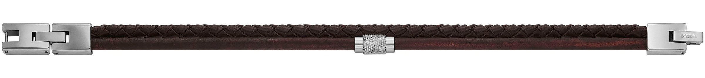 Armband FOSSIL "Schmuck Geschenk Edelstahl Leder Armschmuck JEWELRY", braun (edelstahlfarben, braun), Armbänder, Damen, 19,5cm, Edelstahl Leder, Edelstahl, Leder, Armband 5