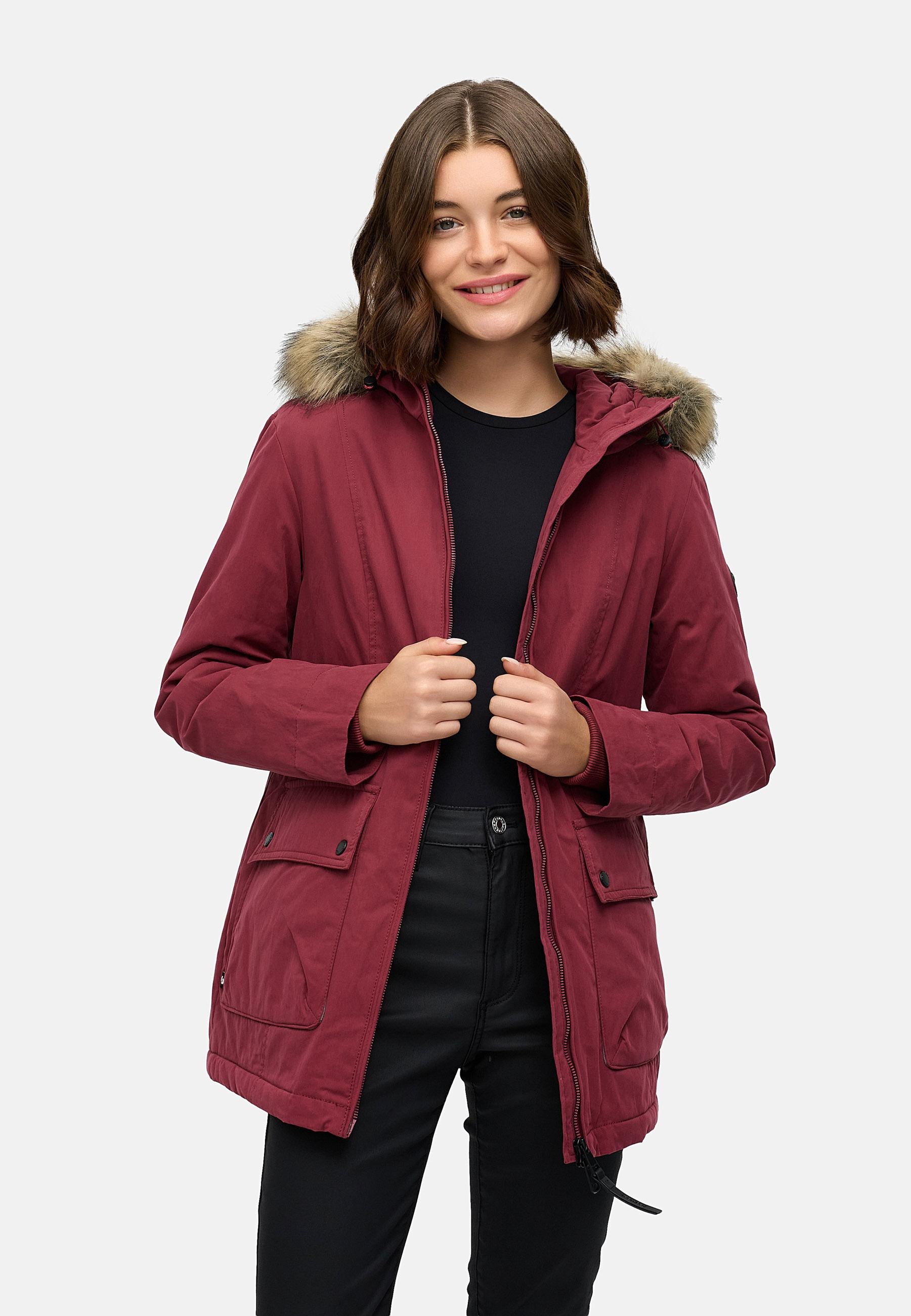 Ragwear Kurzmantel »Monadetta Warm«, Kurzer Wintermantel mit Kunstfellbesatz