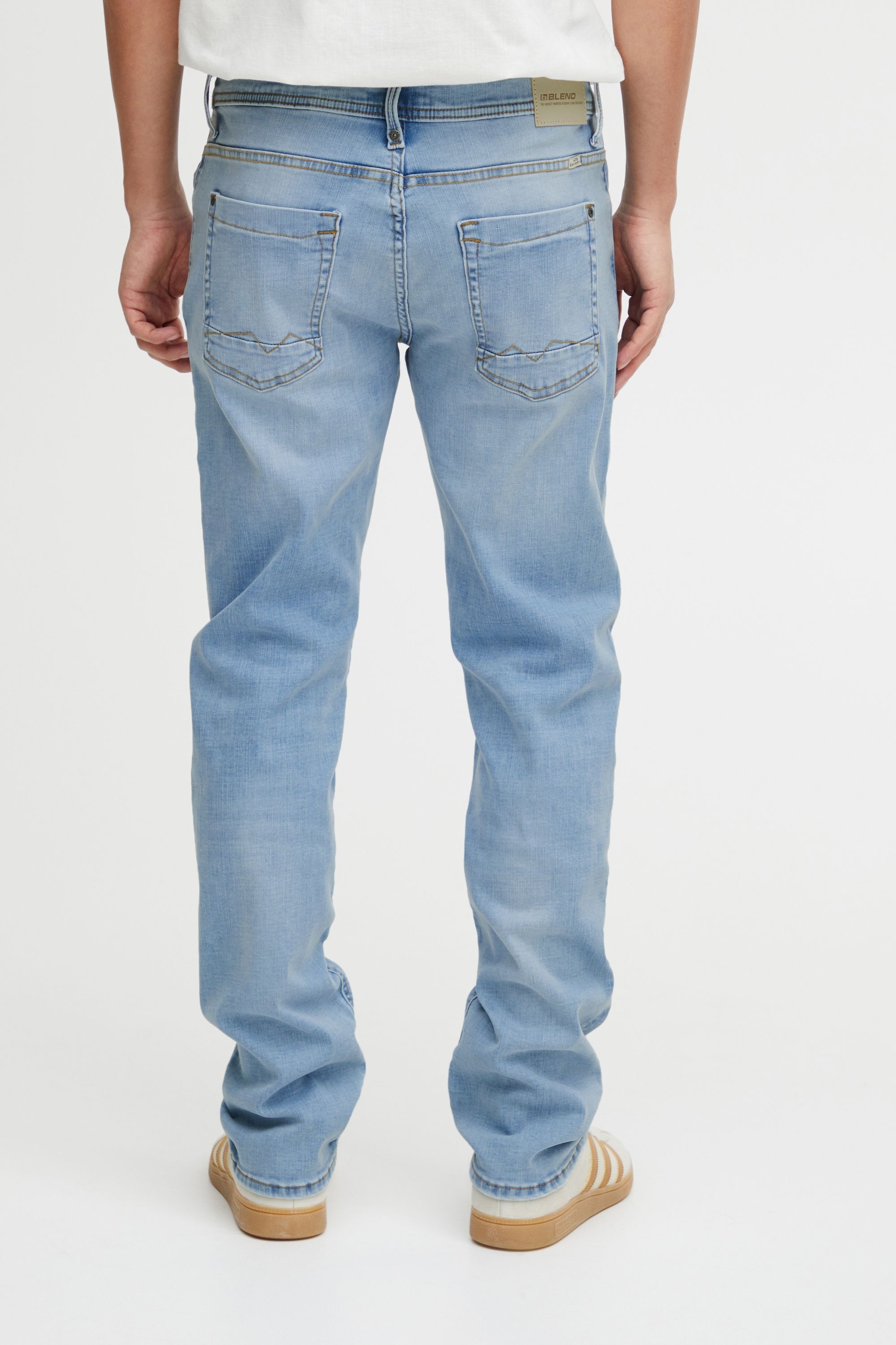 5-Pocket-Jeans BLEND "5-Pocket-Jeans BHTwister", Herren, Gr. 31, Länge 34, blau (denim bleach blau), Obermaterial: 92% Baumwolle CO. 6% Elastodien ED. 2% Elasthan EL., Hosen 5-Pocket-Jeans 6