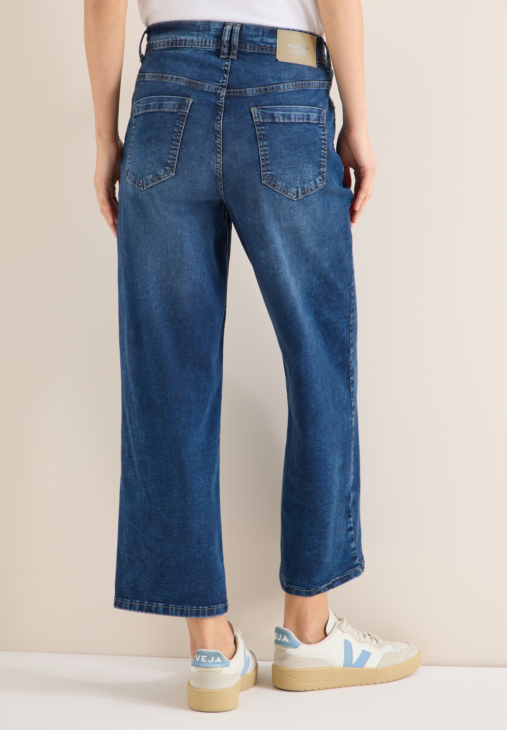 Loose-fit-Jeans CECIL, Damen, Gr. 31, Länge 26, dunkelblau wash, Jeans, 78% Baumwolle, 20% Polyester, 2% Elasthan, unifarben, 7/8-Länge, Jeans, High Waist