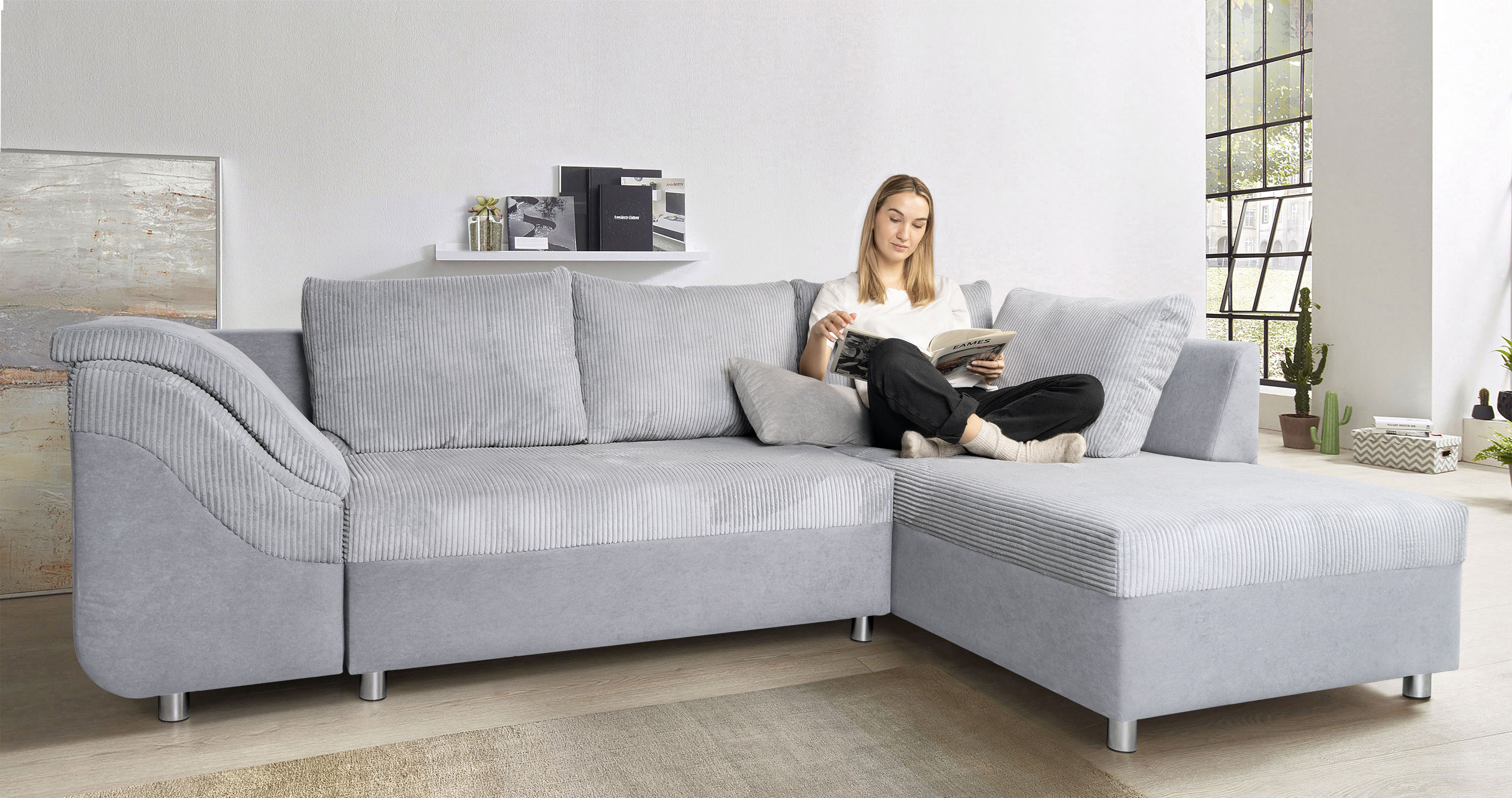 COLLECTION AB Ecksofa "Sally L-Form, B: 256 cm" 1 Zierkissen, optional Schlaffunktion & Bettkasten