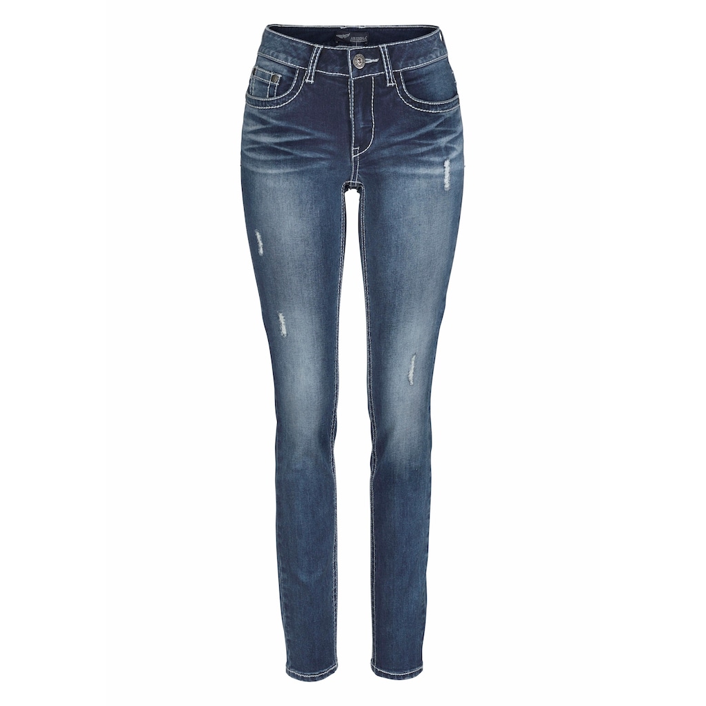 Arizona Skinny-fit-Jeans »mit Kontrastnähten und Pattentaschen«, Low Waist