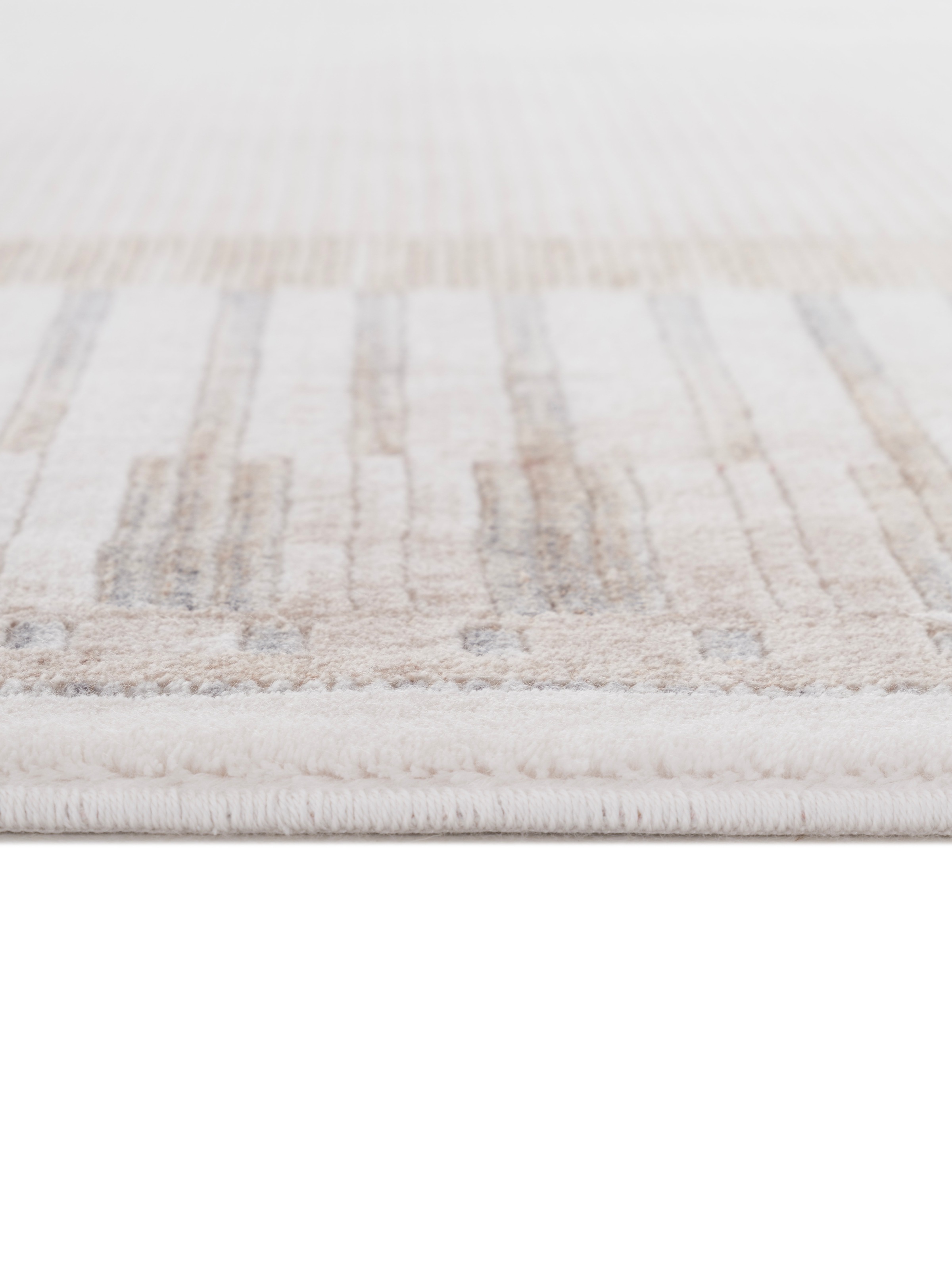 Calvin Klein home Teppich »Luster, mit Fransen, Designerteppich« rechteckig 6 mm Höhe Rahmen, Muster, meliert, Wohnzimmer, Schlafzimmer, Esszimmer