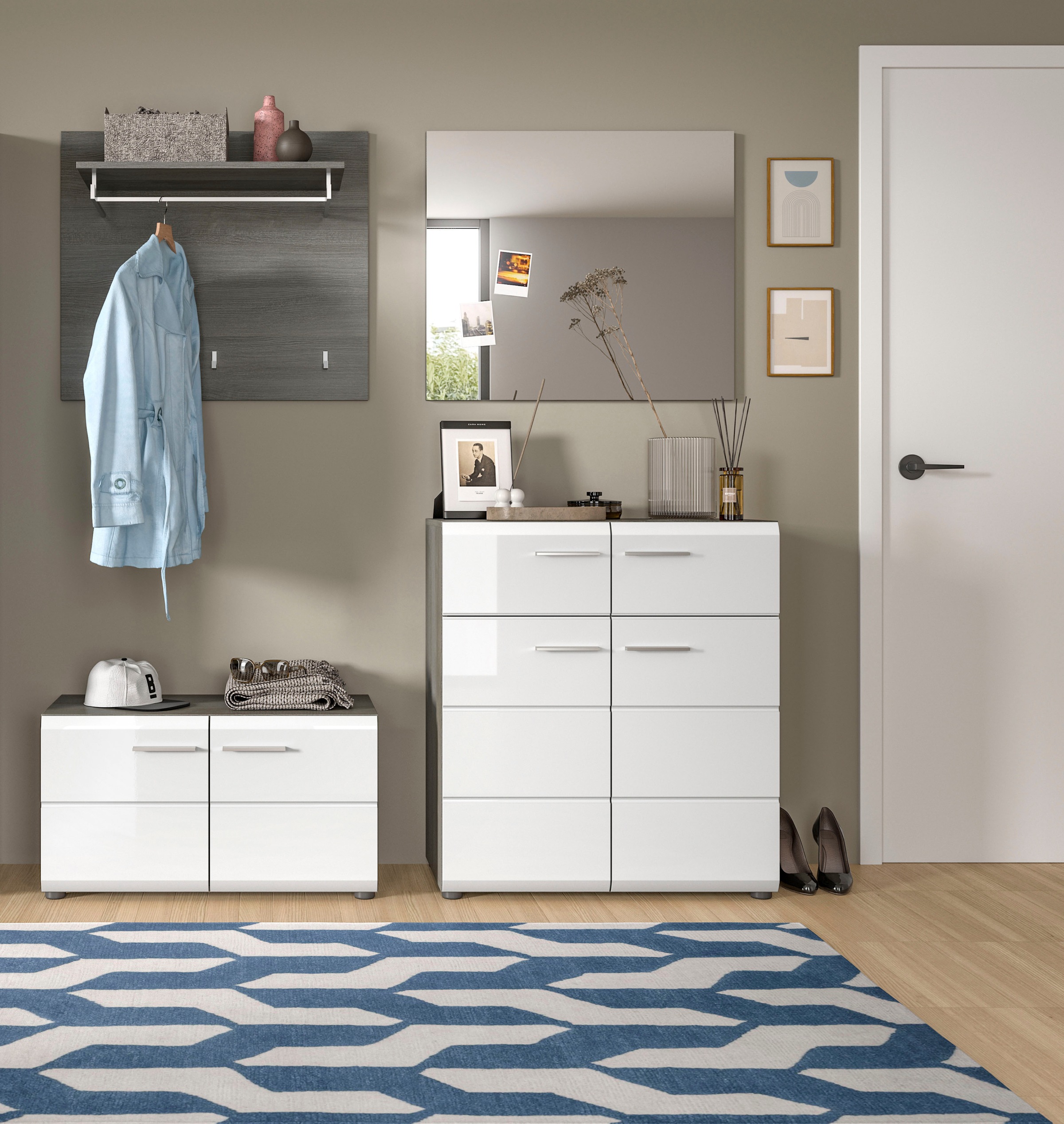 Home affaire Garderoben-Set "Rumba, 4-teilig, Breite 175 cm, Hochglanz Fron günstig online kaufen