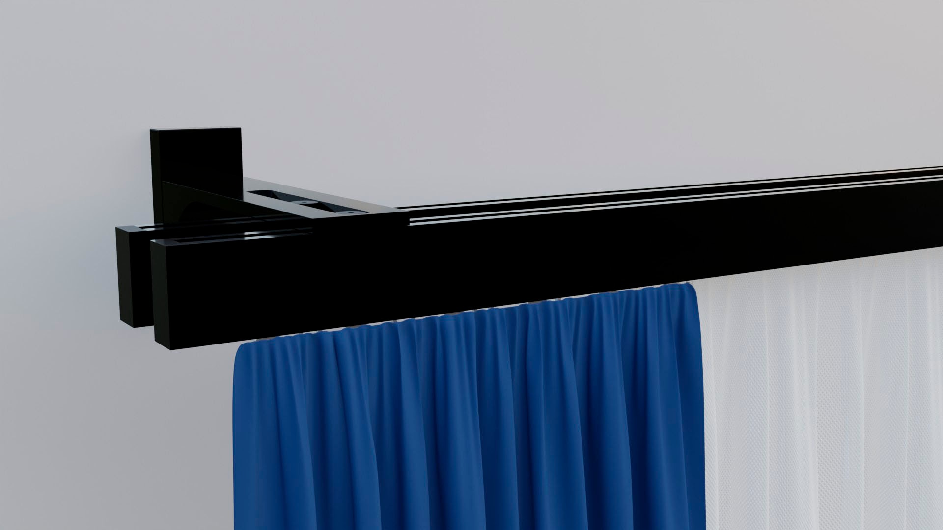 Gardinenstange INDEKO, L:380cm, schwarz, Aluminium, Gardinenstangen, "Bern", Innenlauf Komplett-Set inkl. Gleitern und Montagematerial