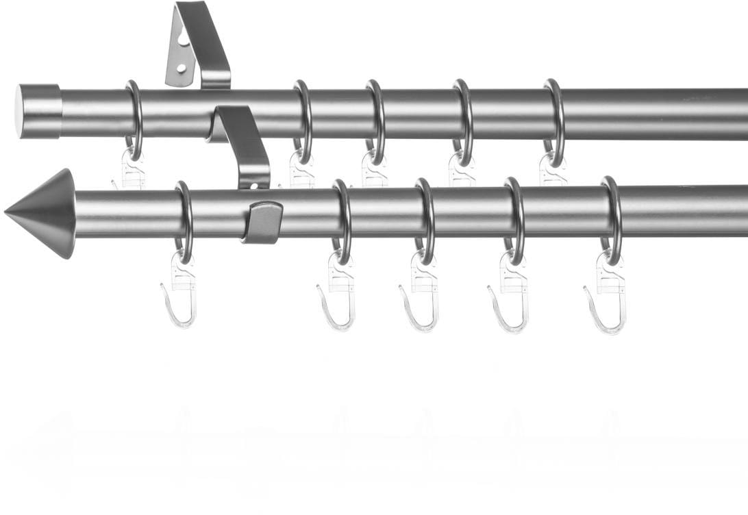 LICHTBLICK ORIGINAL Gardinenstange "Gardinenstange Kegel, 20 mm, ausziehbar, 2 läufig 130 - 240 cm Chrom", 2 läufig-läuf
