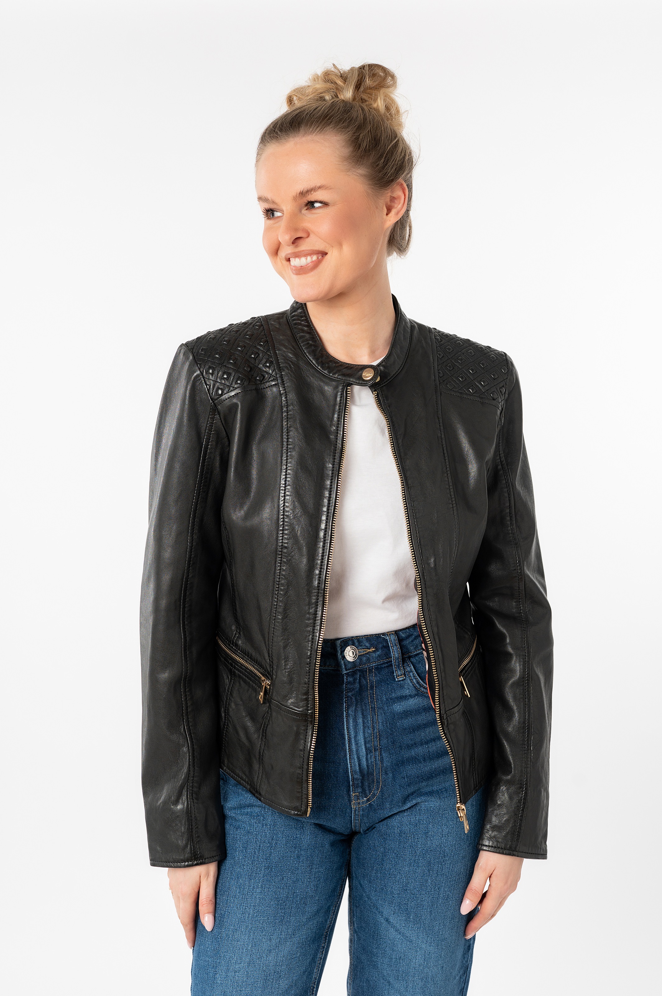 Mauritius Lederjacke "MWMakena" mit Stehkragen & Drucker günstig online kaufen