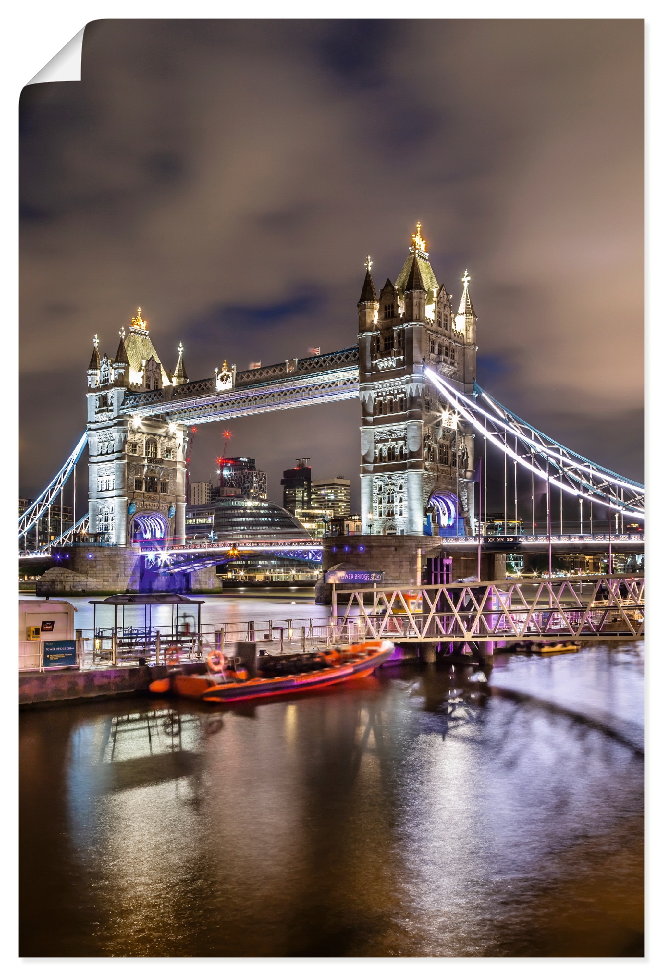Wandbild ARTLAND "LONDON Tower Bridge im Abendlicht", farbe bild(er): rot, B:40cm H:60cm, Papier, Bilder, als Alubild, Leinwandbild, Poster, Wandaufkleber in verschied. Größen