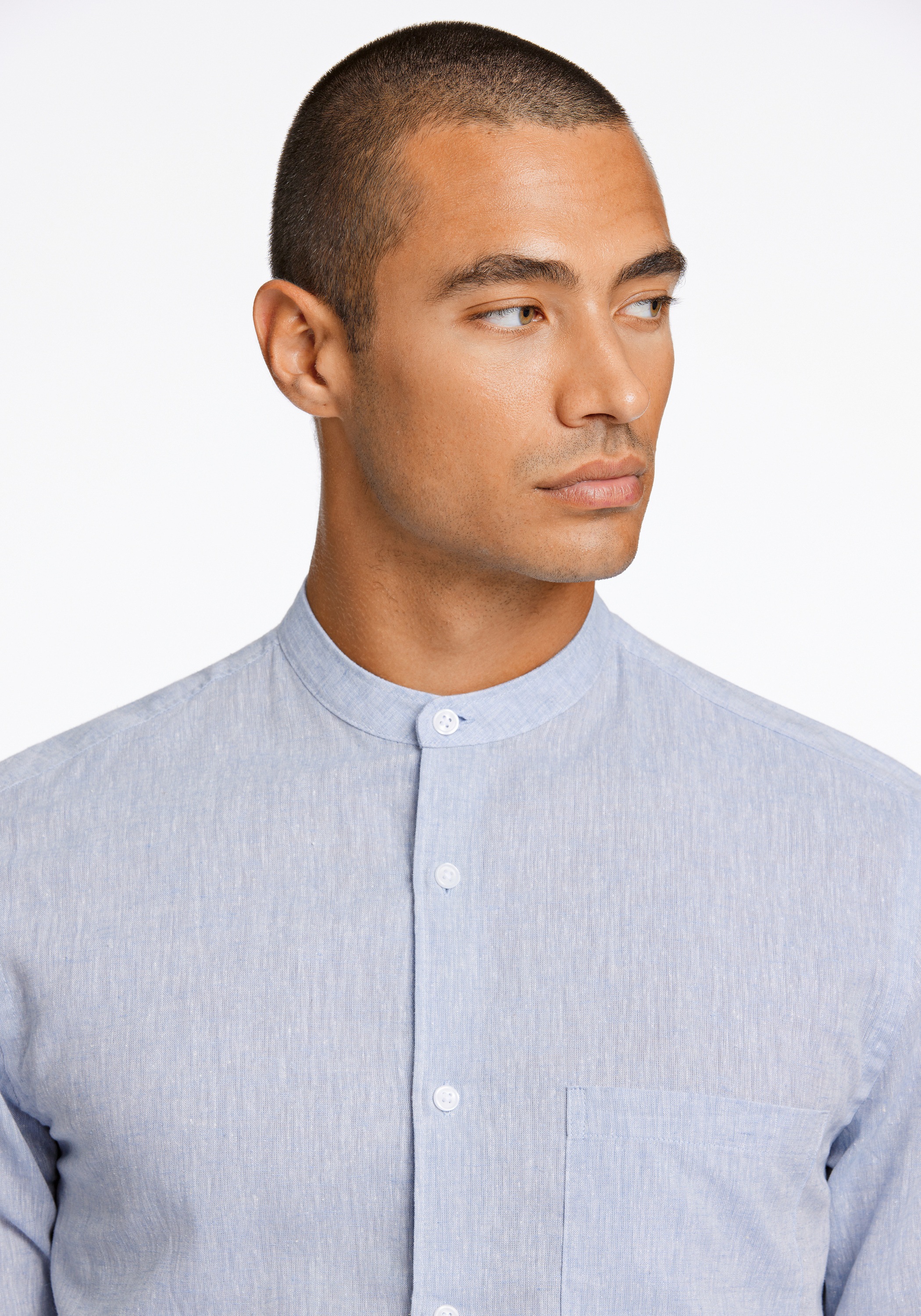 Leinenhemd LINDBERGH "Leinenhemd Slim Fit", Herren, Gr. S, Normalgrößen, blau (lt blau), Obermaterial: 55% Leinen, 45% Baumwolle, Hemden 2
