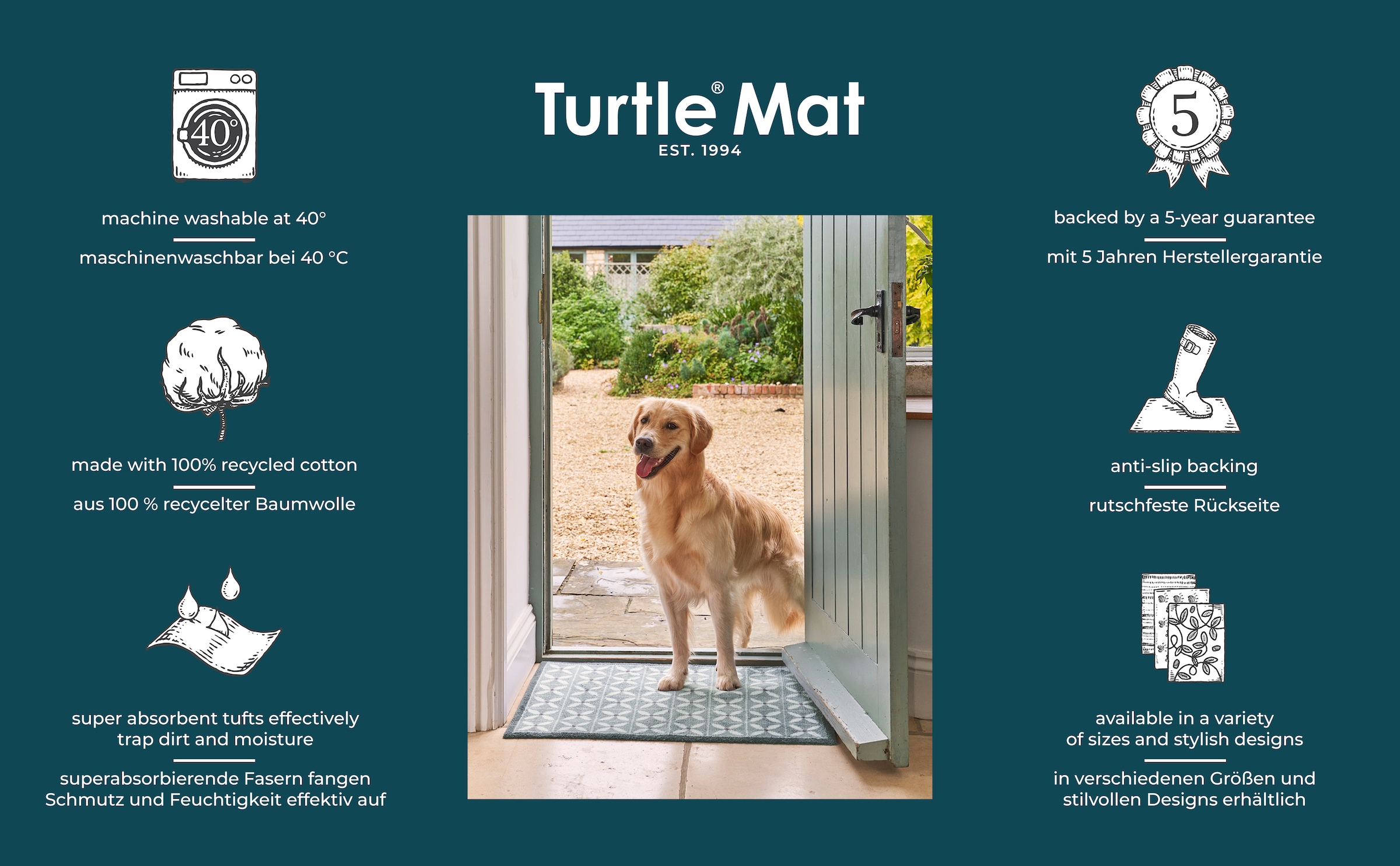 Turtle Mat Teppich »Sage Green«, rechteckig, 8 mm Höhe