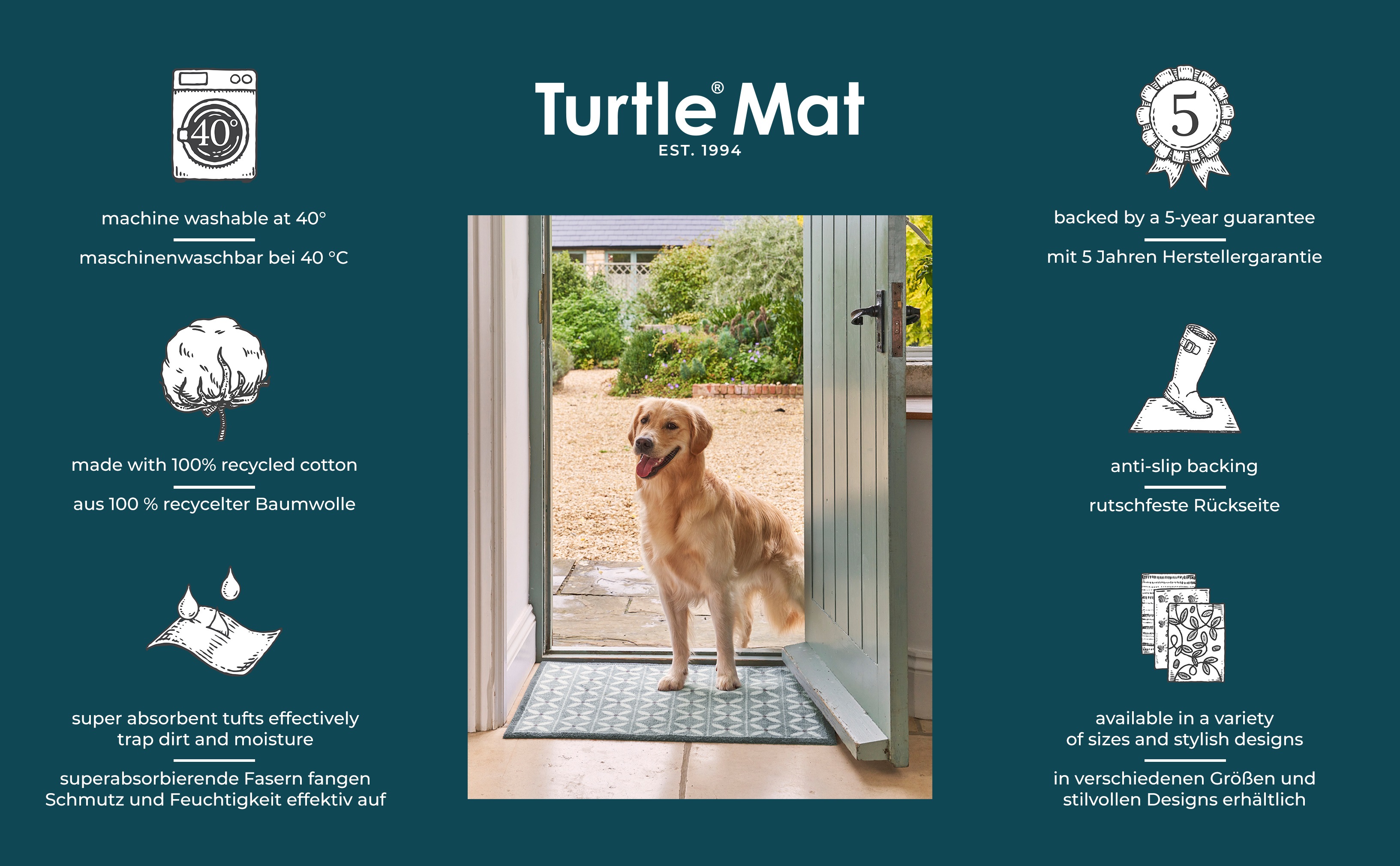 Thumbnail - Turtle Mat Fußmatte "Sage Green" rechteckig 8 mm Höhe
