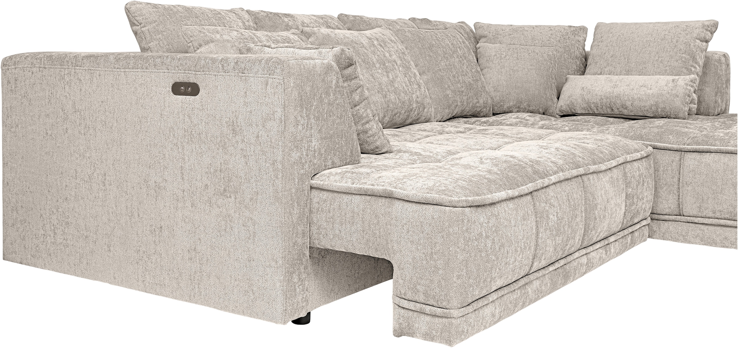 WERK2 Ecksofa »Tiga elektrisch verstellbare Sitztiefe, hochwertiges Design, bequem« Struktur weich, L-Form, elektrische Sitztiefenverstellung