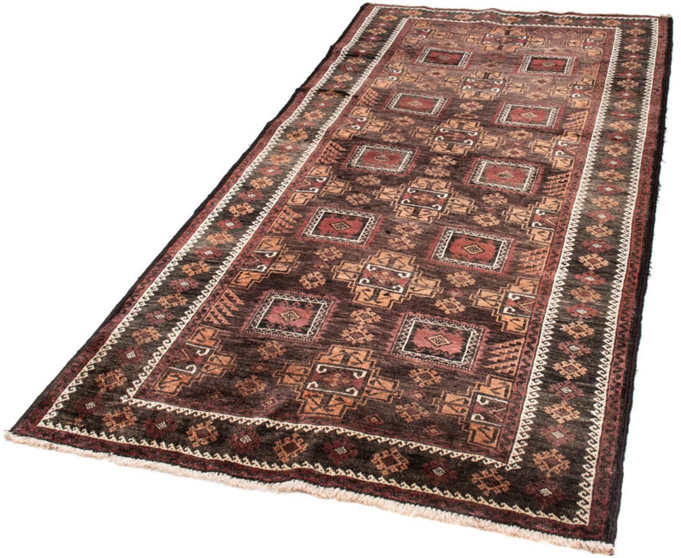 morgenland Hochflor-Läufer "Belutsch Durchgemustert Cioccolato chiaro 223 x 111 cm", rechteckig, 8 mm Höhe, Handgeknüpft