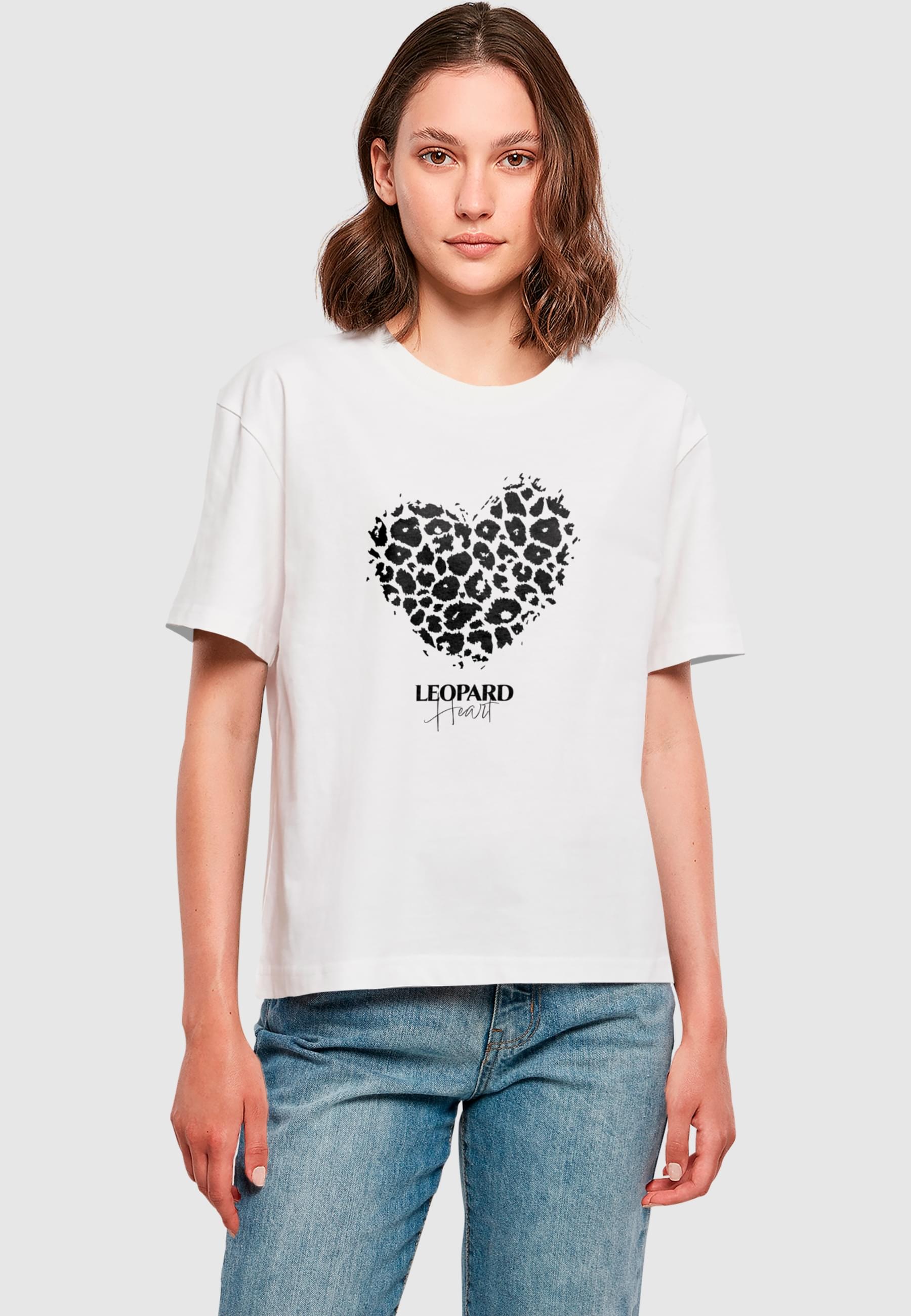 Merchcode T-Shirt »Merchcode Ladies Leopard Heart Everyday Tee«, (1 tlg.)