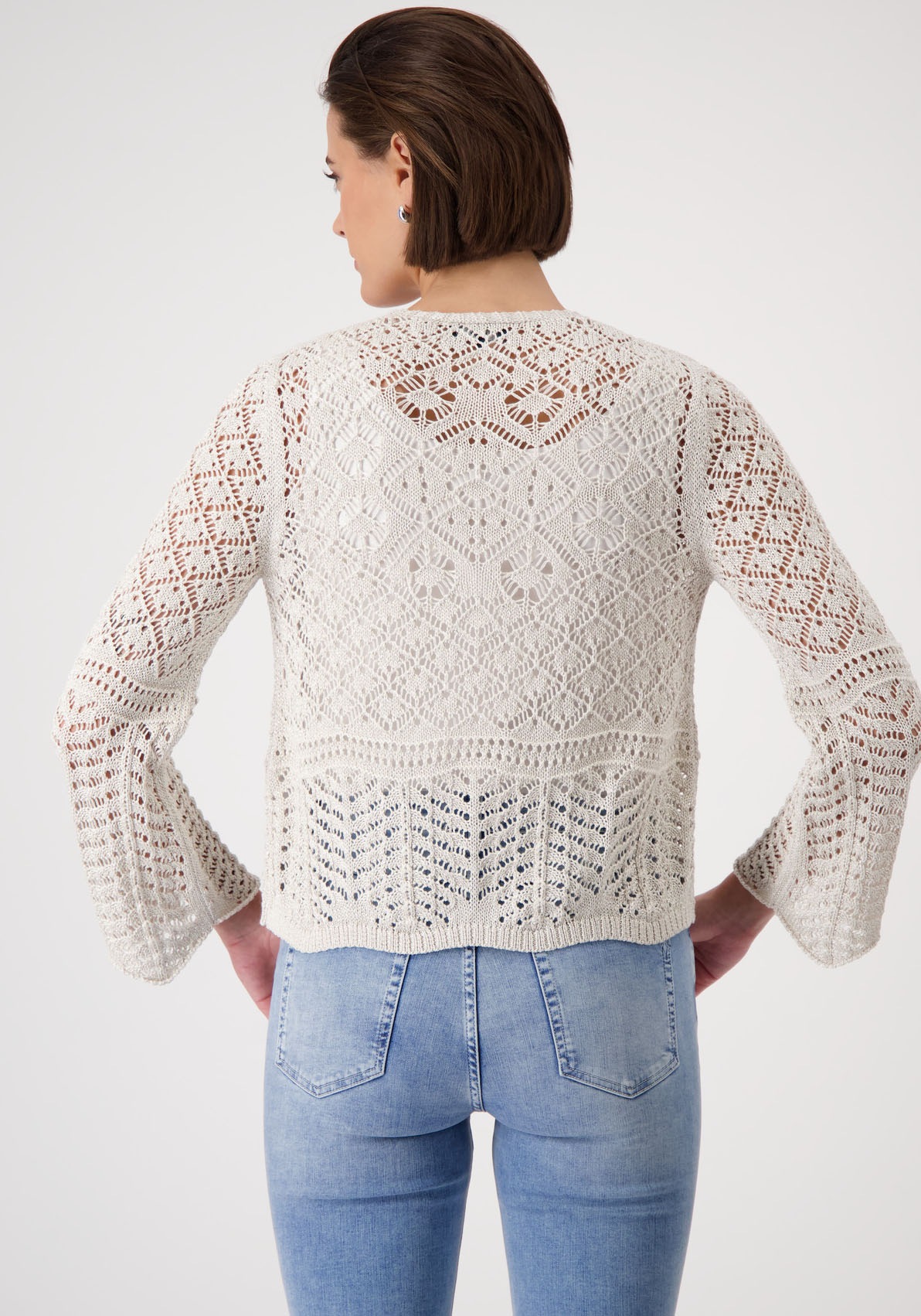 Monari Ajourstrickjacke, mit Bändchen als Verschluss günstig online kaufen