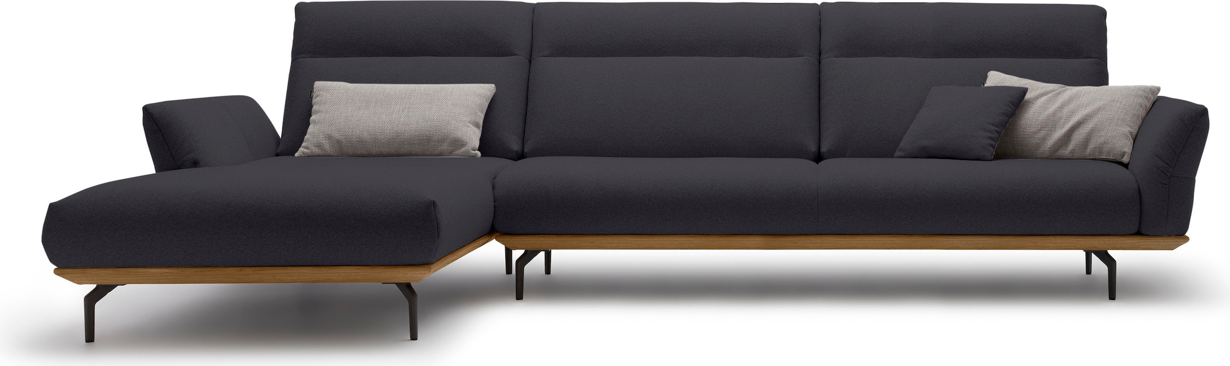 Creation BY ROLF BENZ Ecksofa "CR.460 Designsofa mit erstklassigem Sitzkomfort" Sockel in Nussbaum, Winkelfüße in Umbragrau, Breite 338 cm