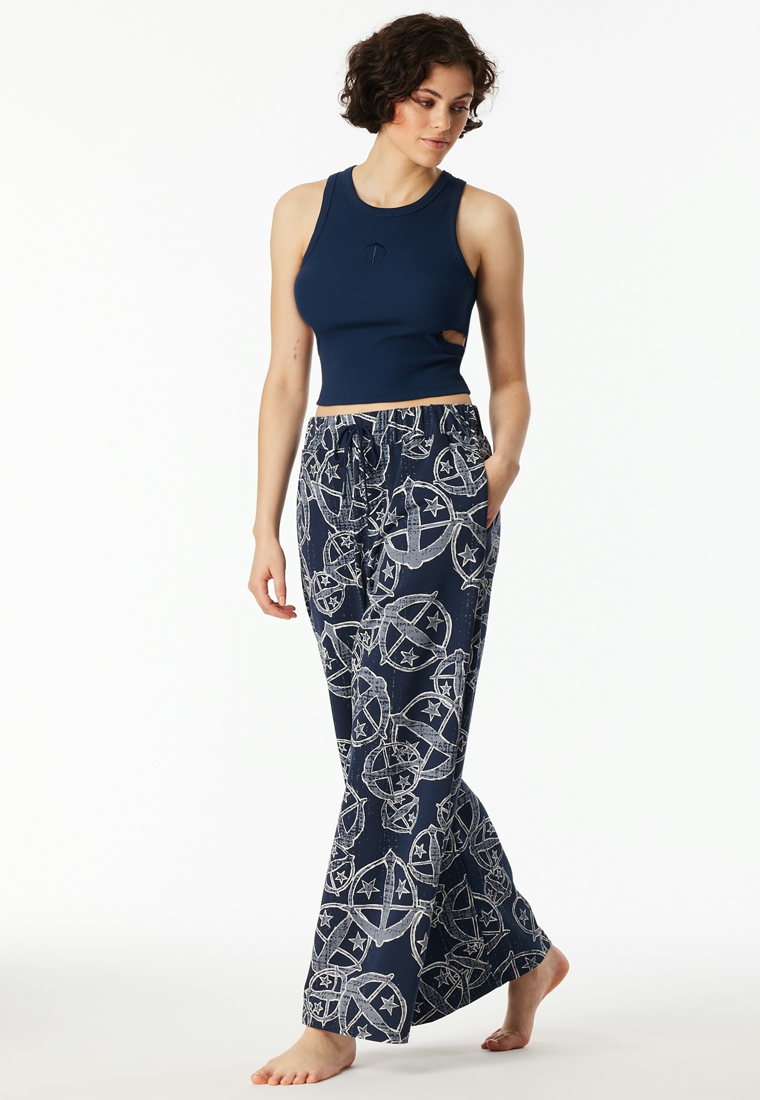 Schiesser Loungehose »SCHIESSER 150 YEARS«, seitliche Taschen, weites Bein, Baumwolle, Bindekordel