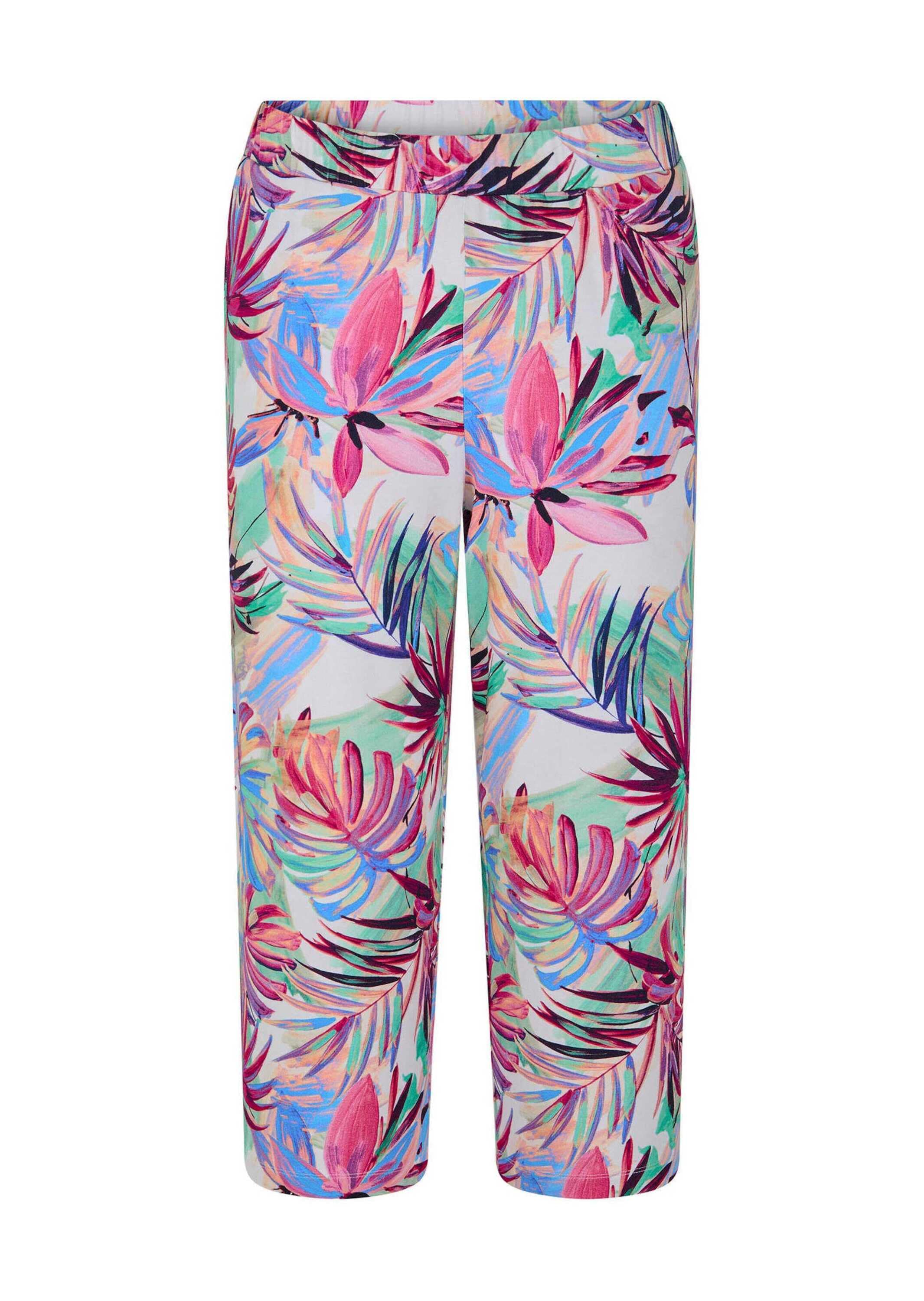 GOLDNER "Kurzgröße Jerseyhose mit Palmen-Print" seitliche Eingriffstaschen