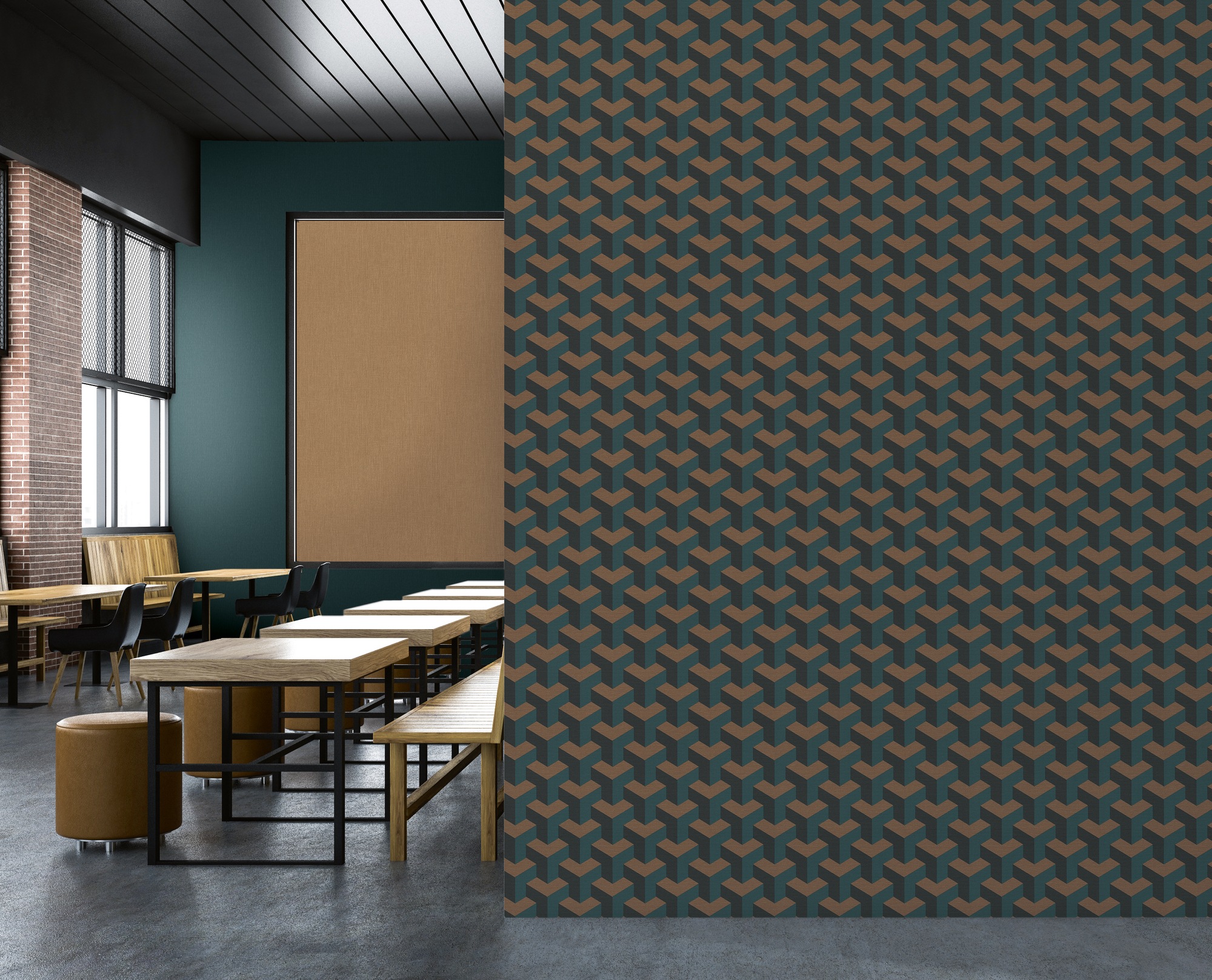 living walls "3D-Tapete Würfelmuster - Geometrische Vliestapete" leicht glänzend strukturiert