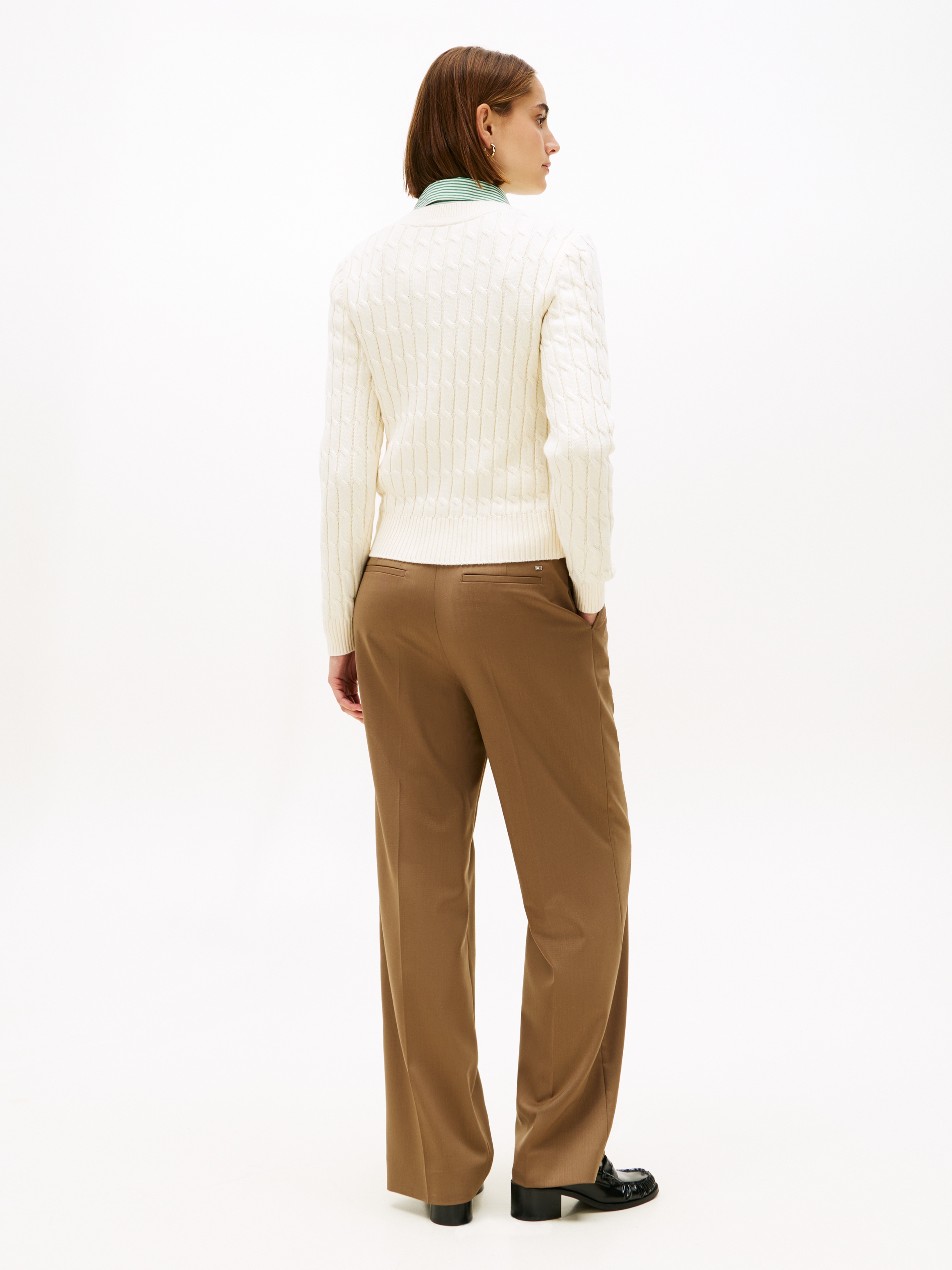 Tommy Hilfiger Rundhalspullover »CO CABLE MID GG C-NK LS SWT« mit Zopfmuster