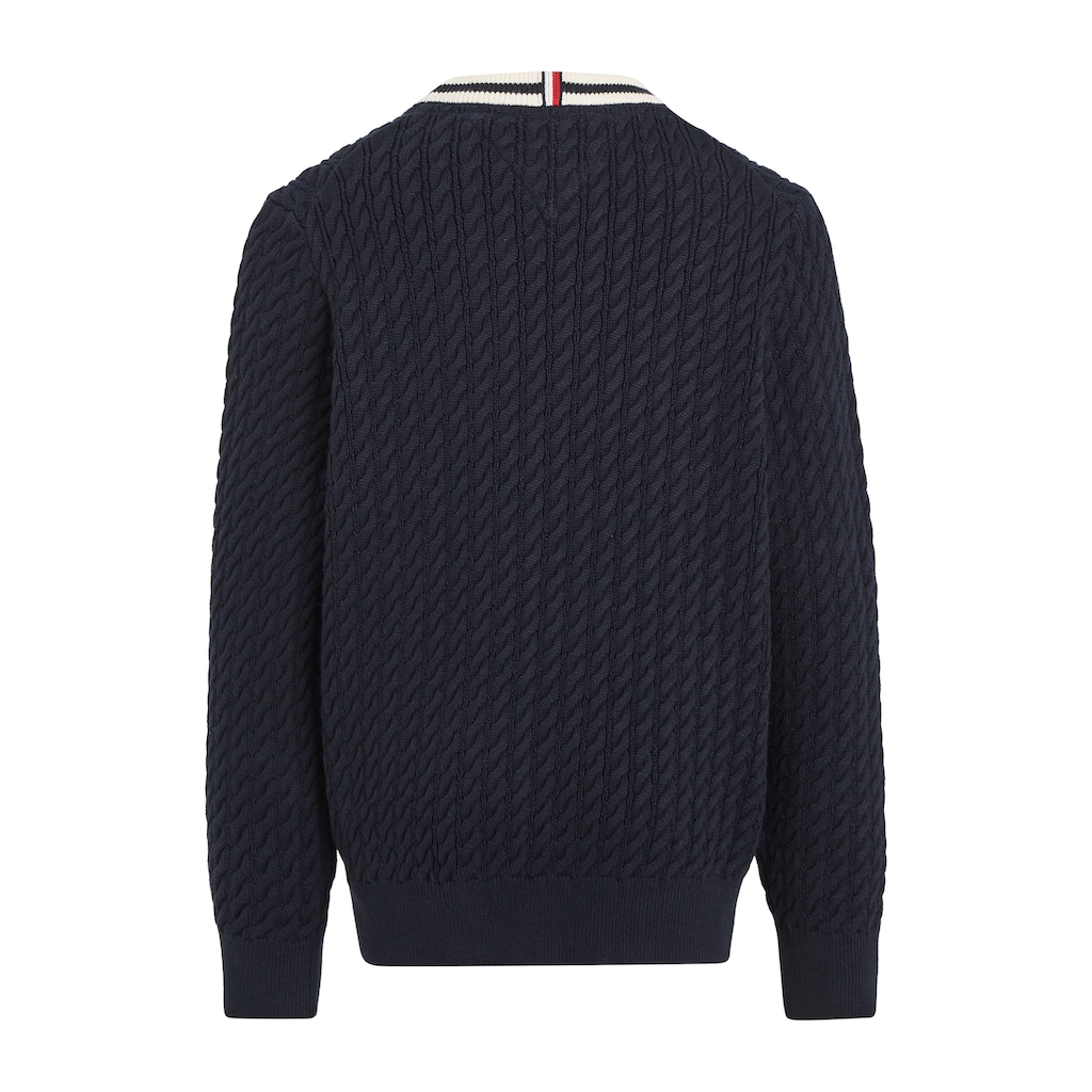 Tommy Hilfiger Rundhalspullover »RINGER CABLE SWEATER«, Kinder bis 16 Jahre, allvover mit Zopfmuster