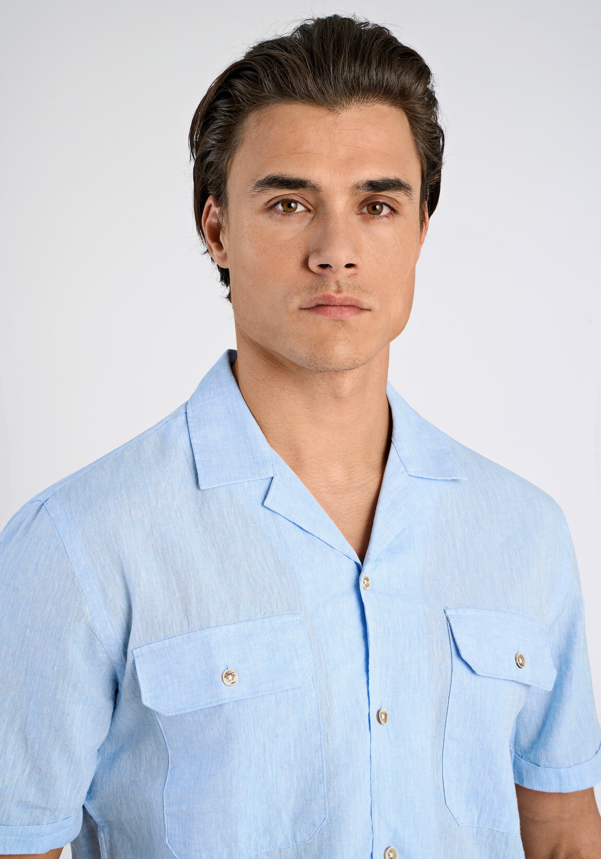 Lindbergh Linen Shirt Relaxed Fit Sky Blue L 5