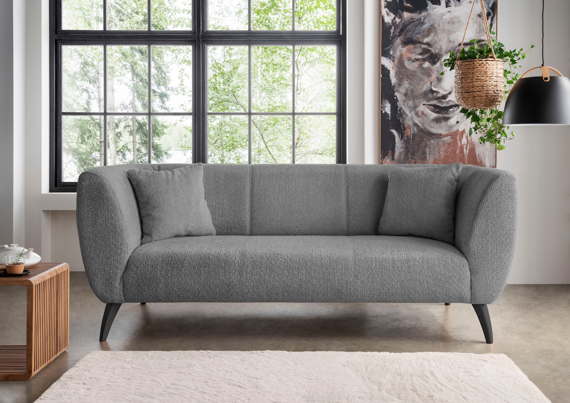 Home affaire 3-Sitzer "Colori modern und bequem, schmale Armlehnen, tolle Detailverarbeitung" zwei verschiedene Fußfarben wählbar