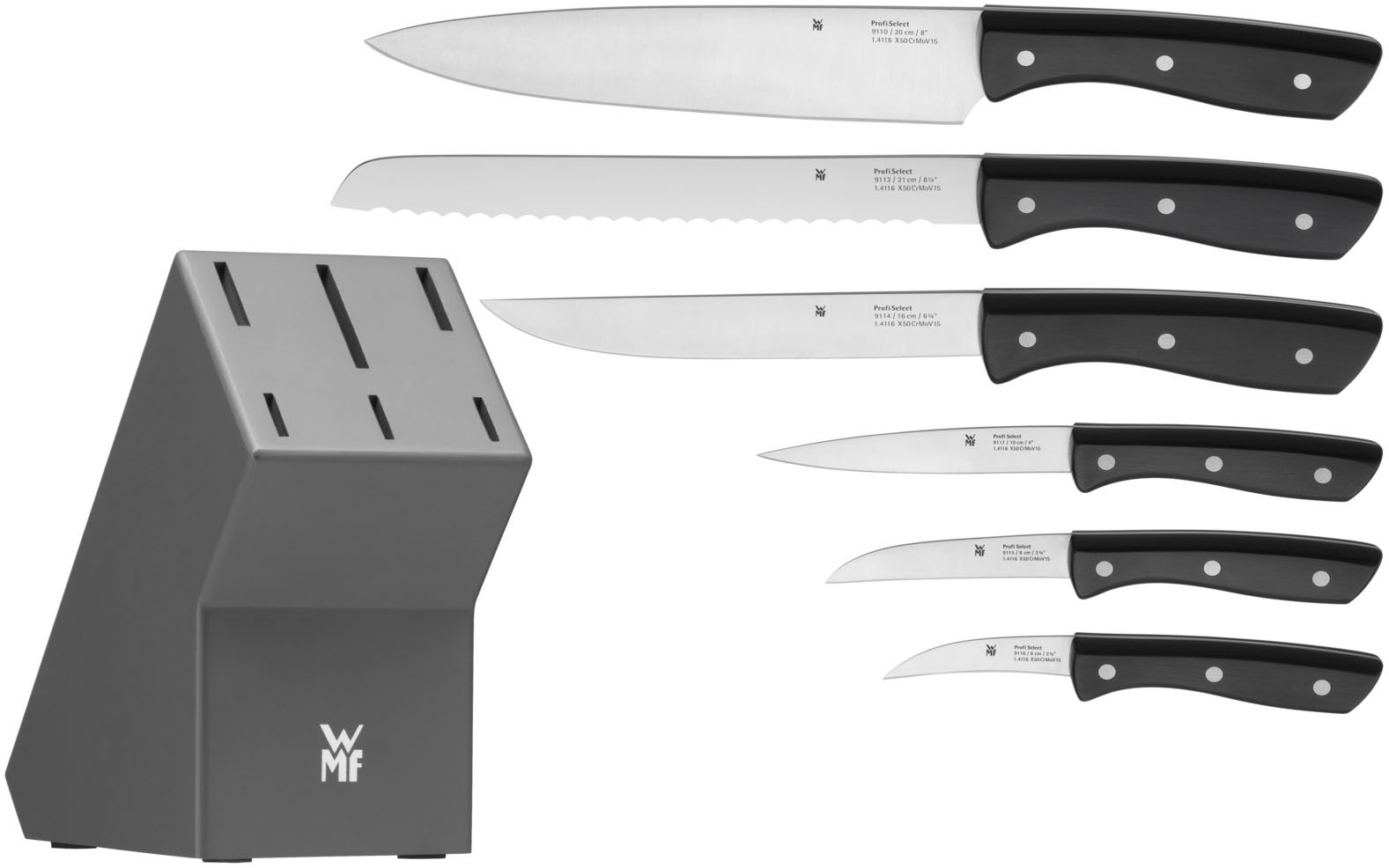 WMF Messerblock "Profi" 7 inkl. 6 Messer aus Spezialklingenstahl