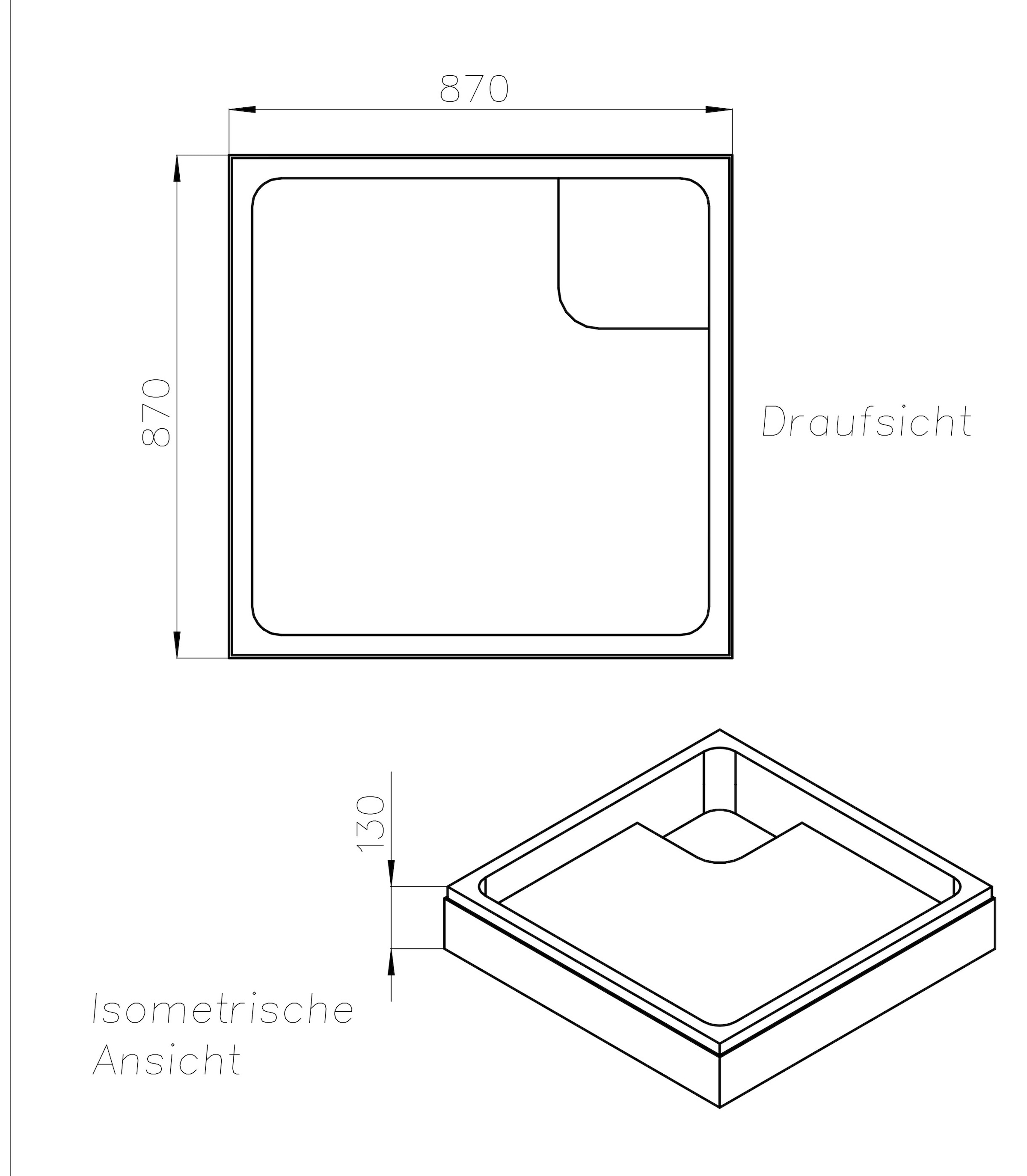 OTTOFOND Duschwanne »Set Quadratische Duschwanne«, (3 St.), 900x900/30 mm