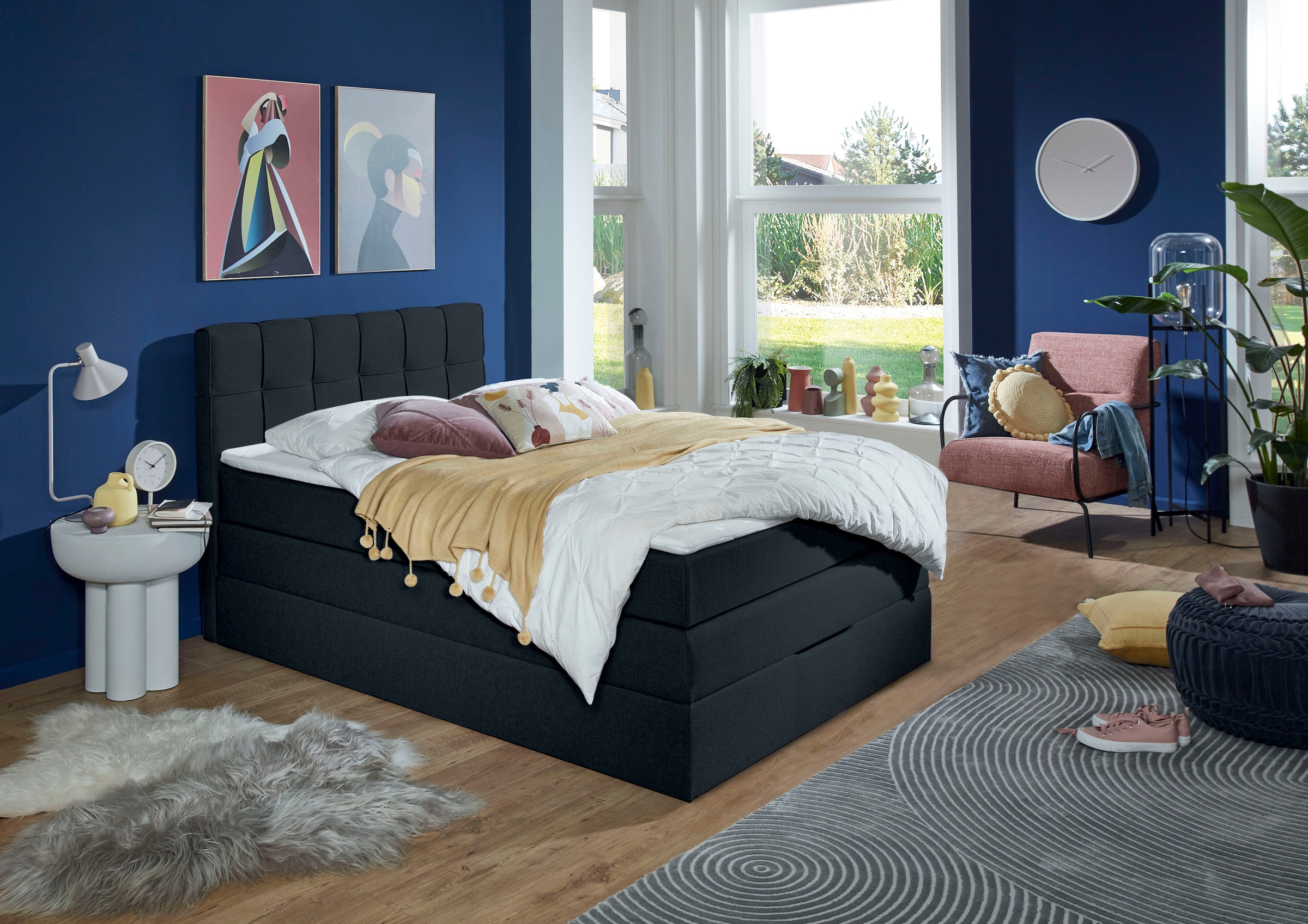 Home affaire Boxspringbett "Fornoli" inkl. Topper und Bettkasten, H3 in zwei Matratzenarten