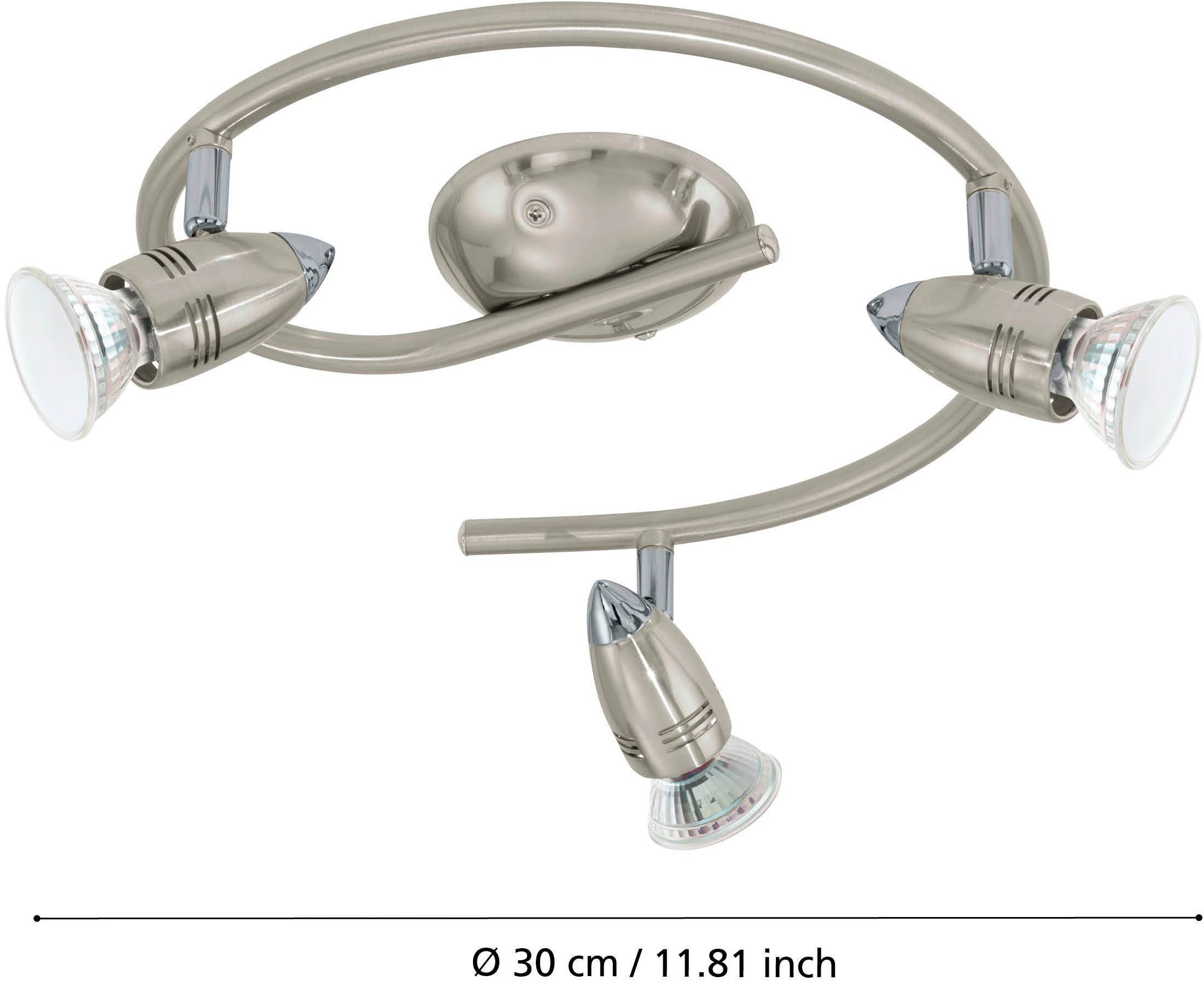 EGLO Deckenleuchte »Magnum-LED Deckenlampe, Deckenstrahler, Wohnzimmerlampe, Metall, GU10« GU10 1 Stk. Warmweiß Spot - L25,5 x H29,5 cm - nickel-matt, chrom - 3X2,8W inkl.