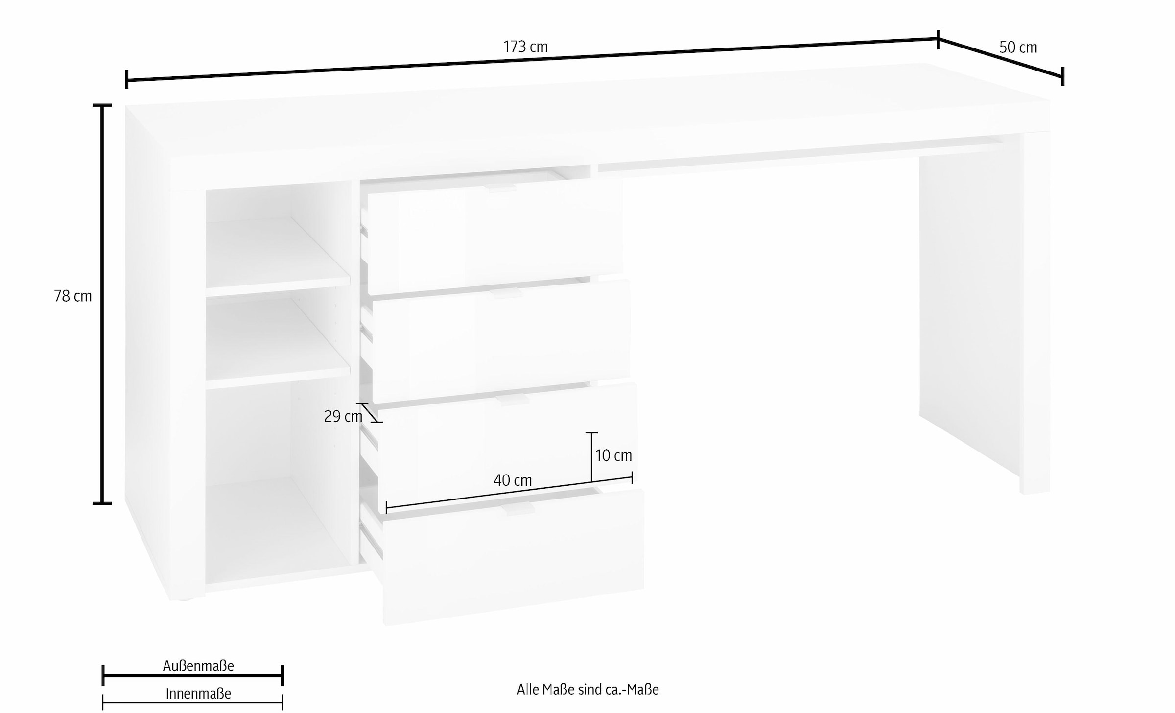 Fächern 4 Möbel mit kaufen »Wim«, 3 BAUR | Schreibtisch borchardt Schubkästen und