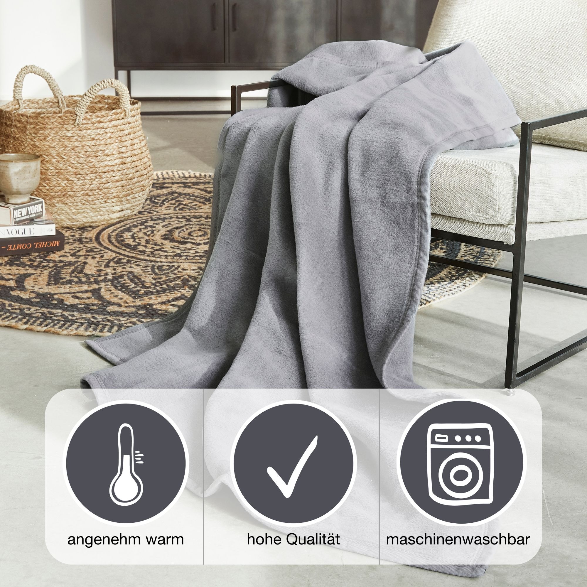 IBENA Wohndecke »Luxus«, verschiedene Größen, unifarbenes Design, Kuscheldecke