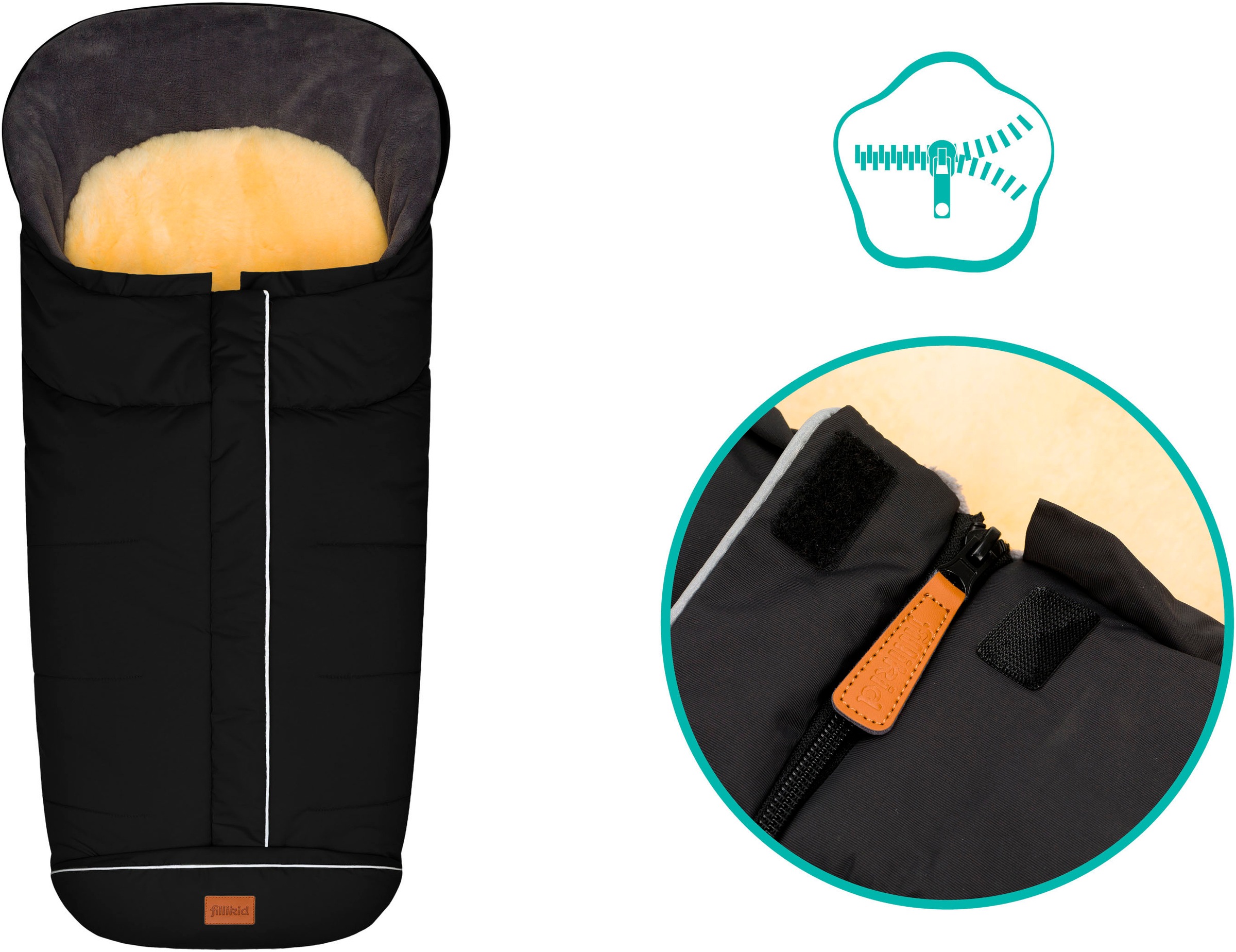 Thumbnail - Fillikid Fußsack "Nanga Lammfell, Winterfußsack" mit herausnehmbarer Lammfellauflage