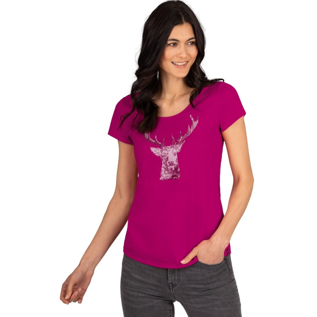 Trigema T-Shirt »TRIGEMA T-Shirt Glitzer-Hirsch«, (1 tlg.)